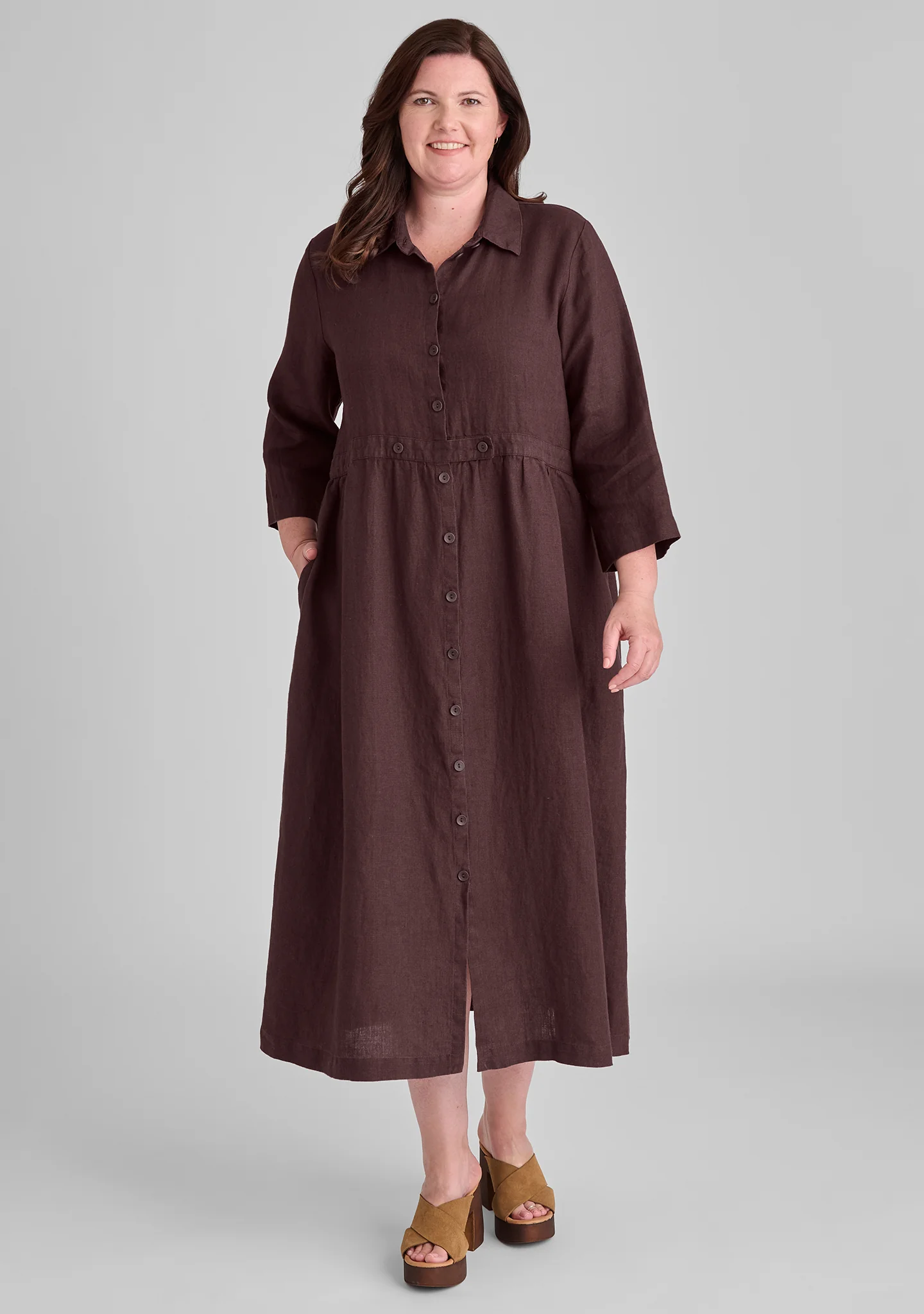 Button Down Dress - Linen Maxi Dress - FINAL SALE - Image 3
