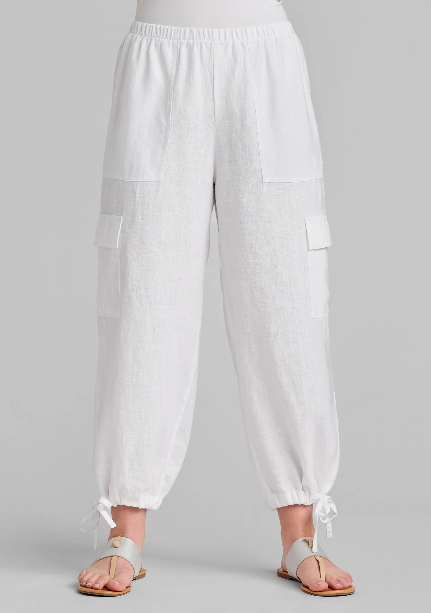 Cargo Crop - Linen Pants With Elastic Waist - Image 3
