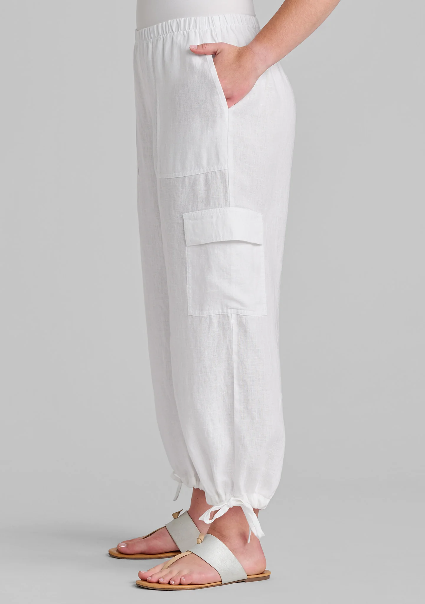 Cargo Crop - Linen Pants With Elastic Waist - Image 4