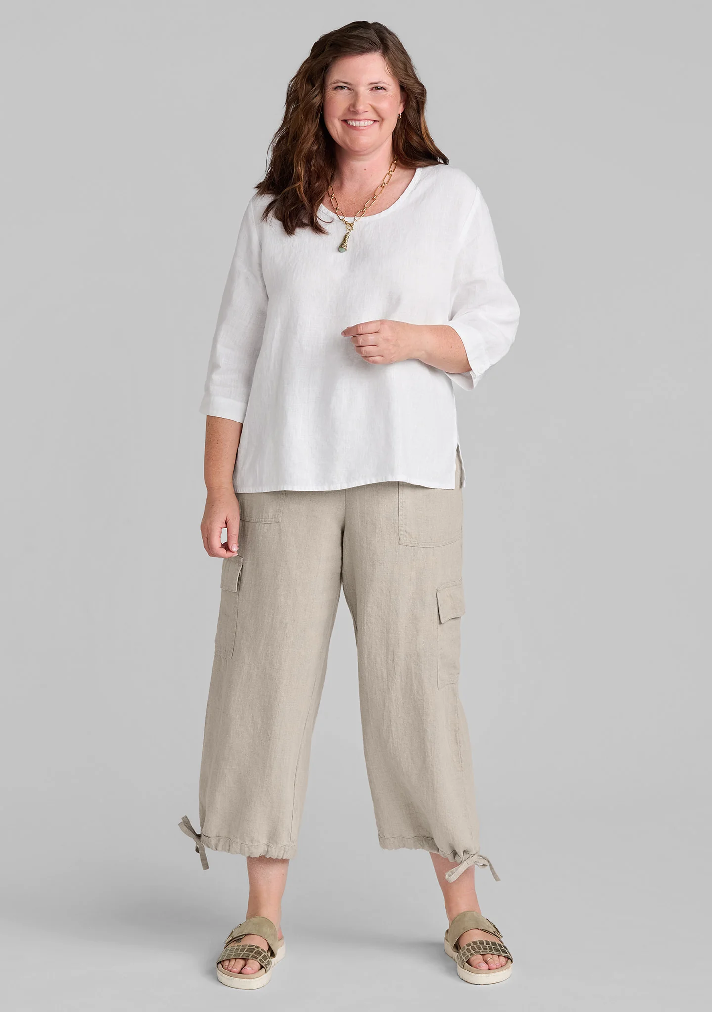 Cargo Crop - Linen Pants With Elastic Waist - Image 6