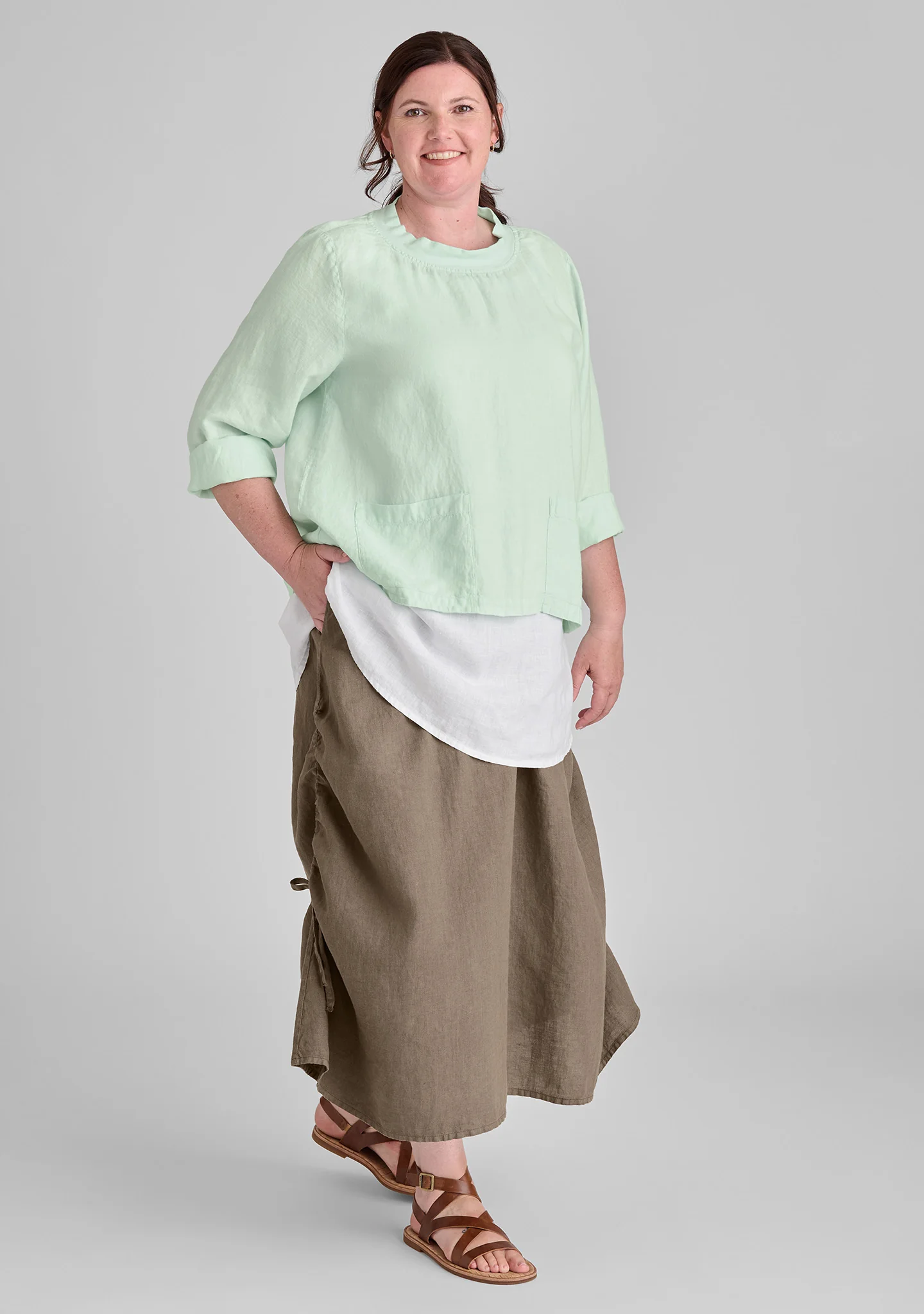 Cinched Skirt - Linen Maxi Skirt - FINAL SALE - Image 11