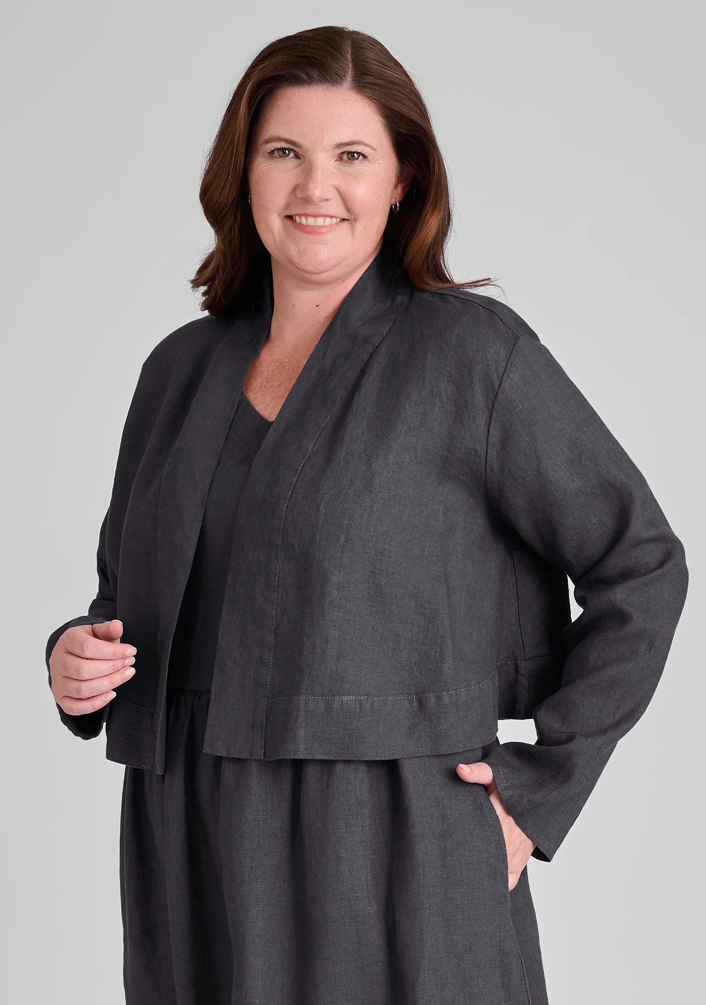 Cropped Cardigan - Linen Cardigan - FINAL SALE - Image 5