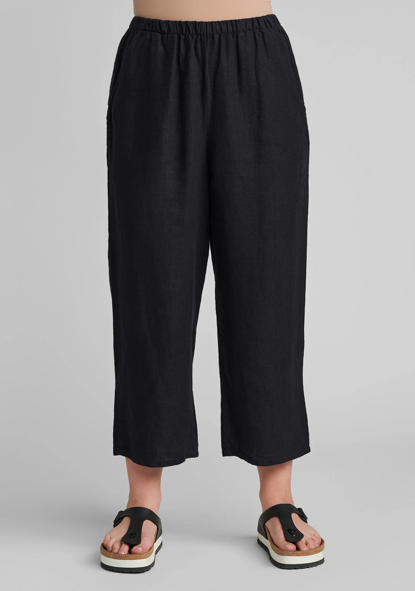 Cropped Floods - Linen Pants With Elastic Waist - Image 4