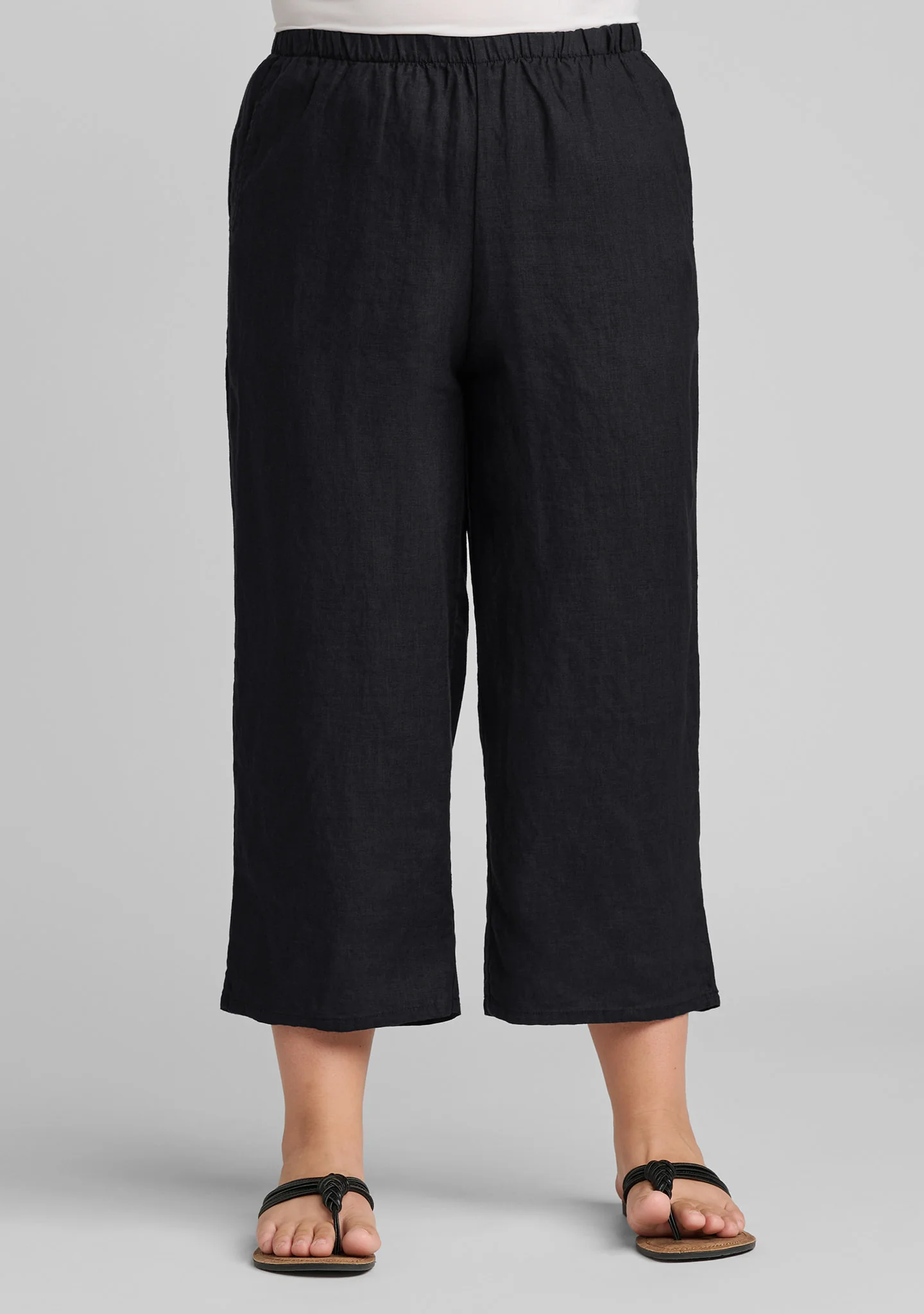 Cropped Floods - Linen Pants With Elastic Waist - Image 6