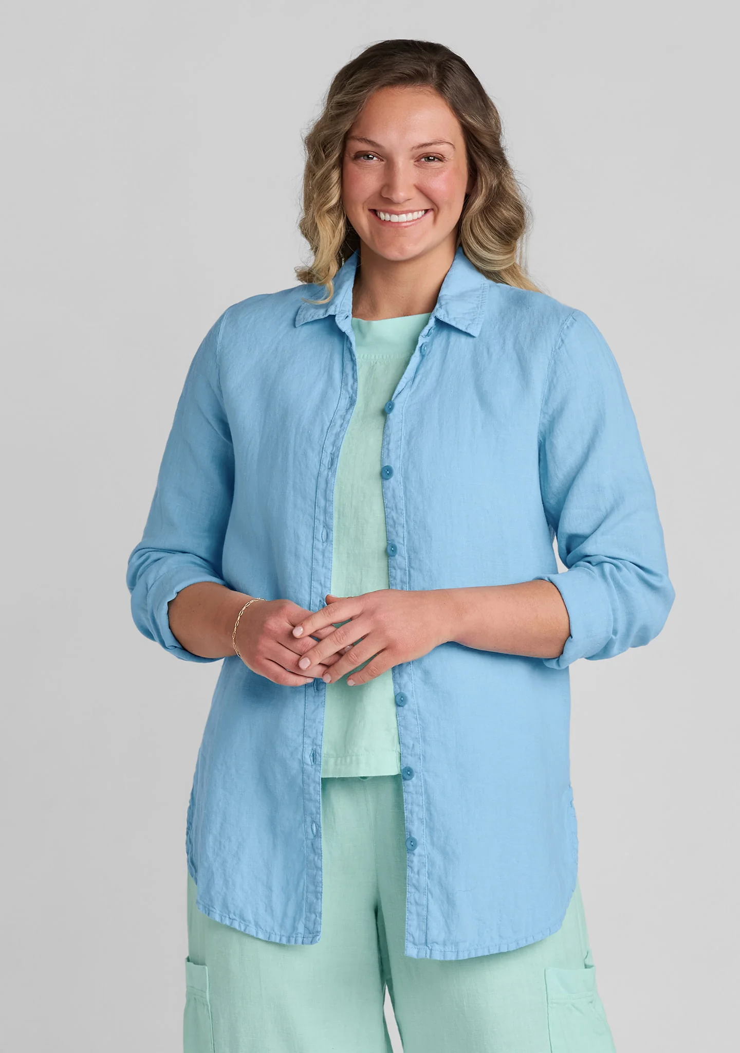 Crossroads Blouse - Linen Button Down Shirt - Image 3
