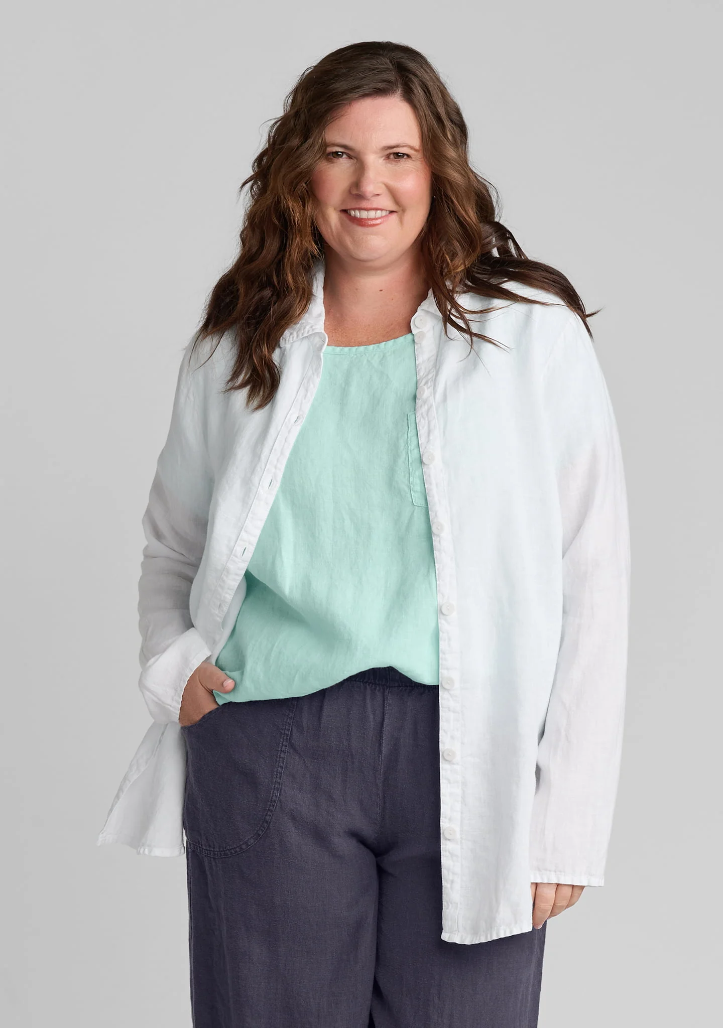 Crossroads Blouse - Linen Button Down Shirt - Image 7