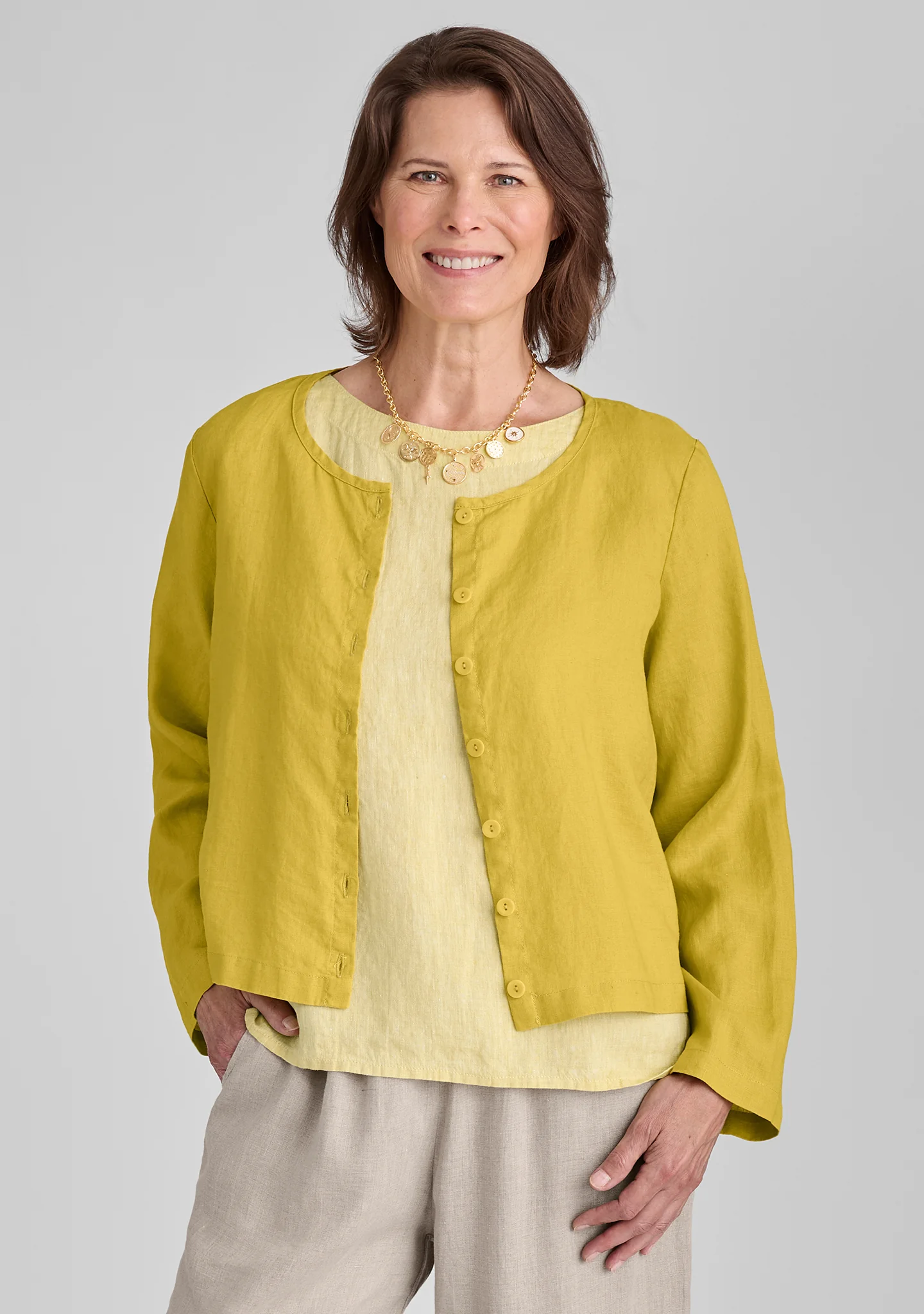 Cute Cardigan - Long Sleeve Linen Blouse - FINAL SALE - Image 3