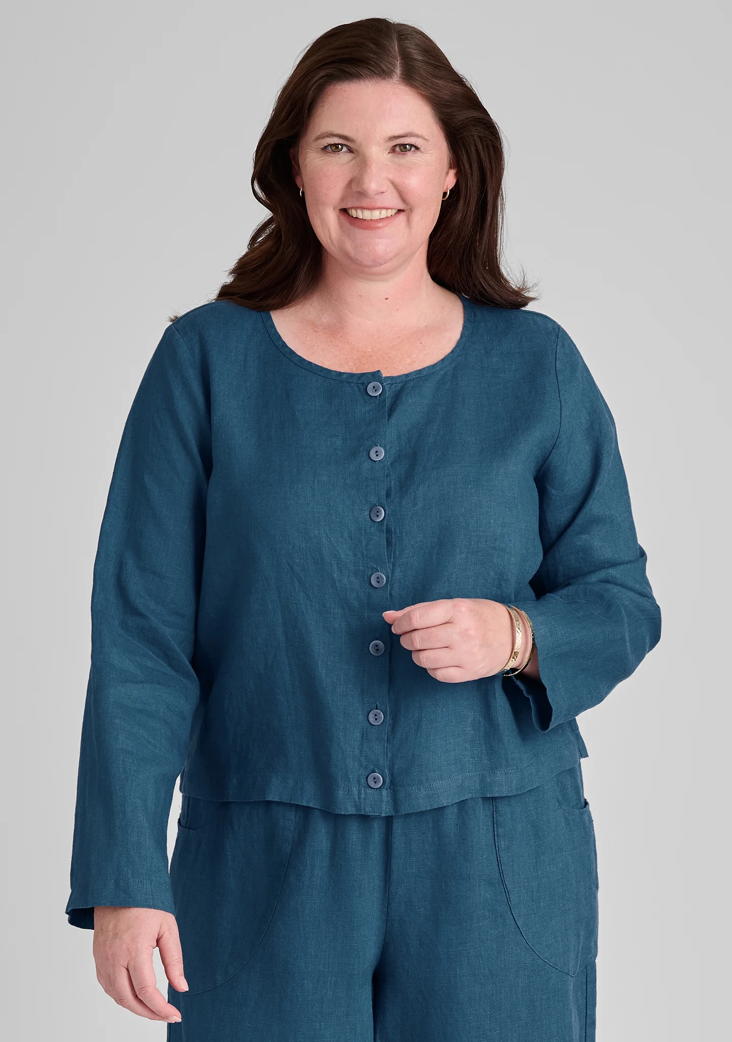 Cute Cardigan - Long Sleeve Linen Blouse - FINAL SALE - Image 4