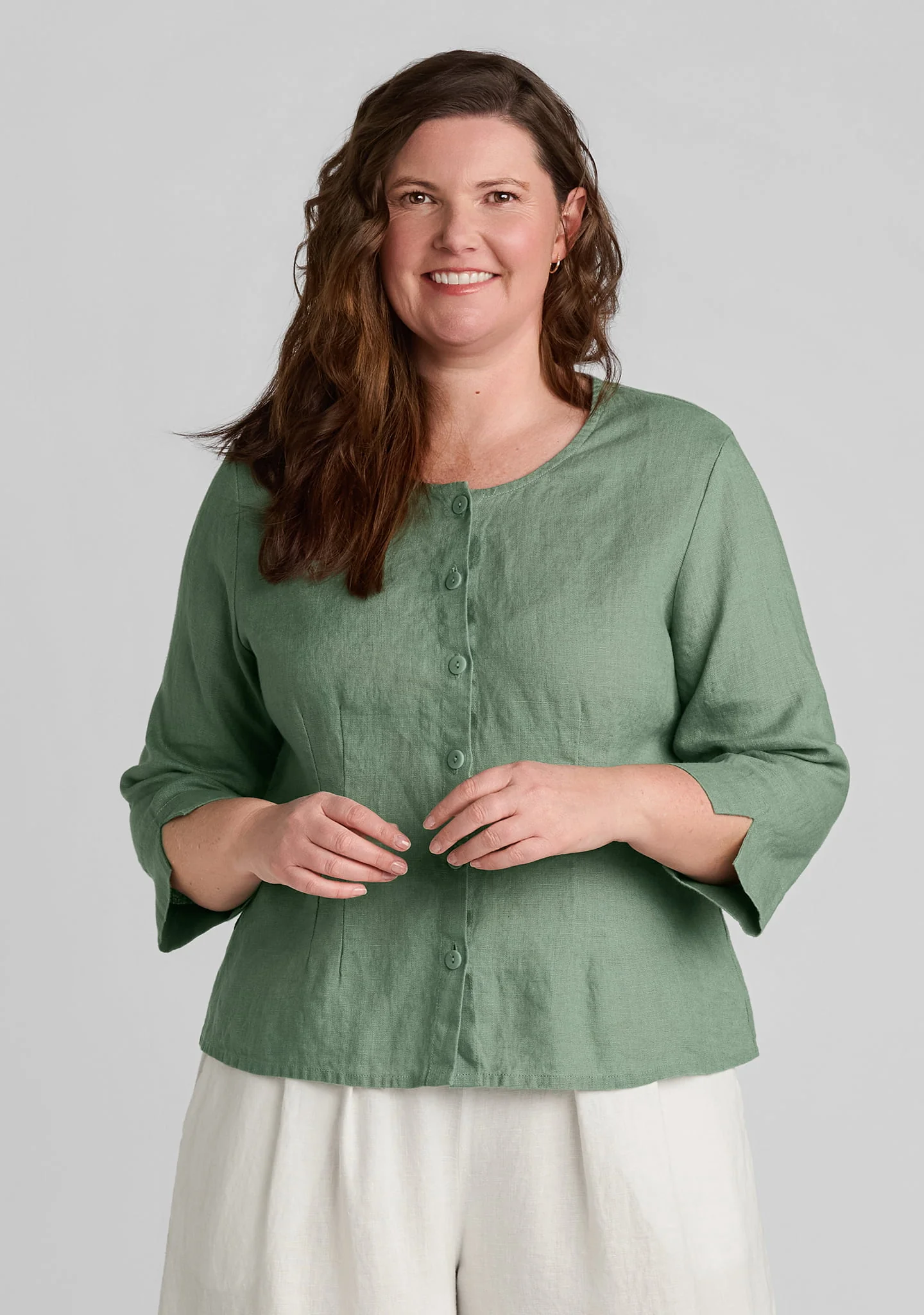 Dainty Cardigan - Linen Button Down - Image 3