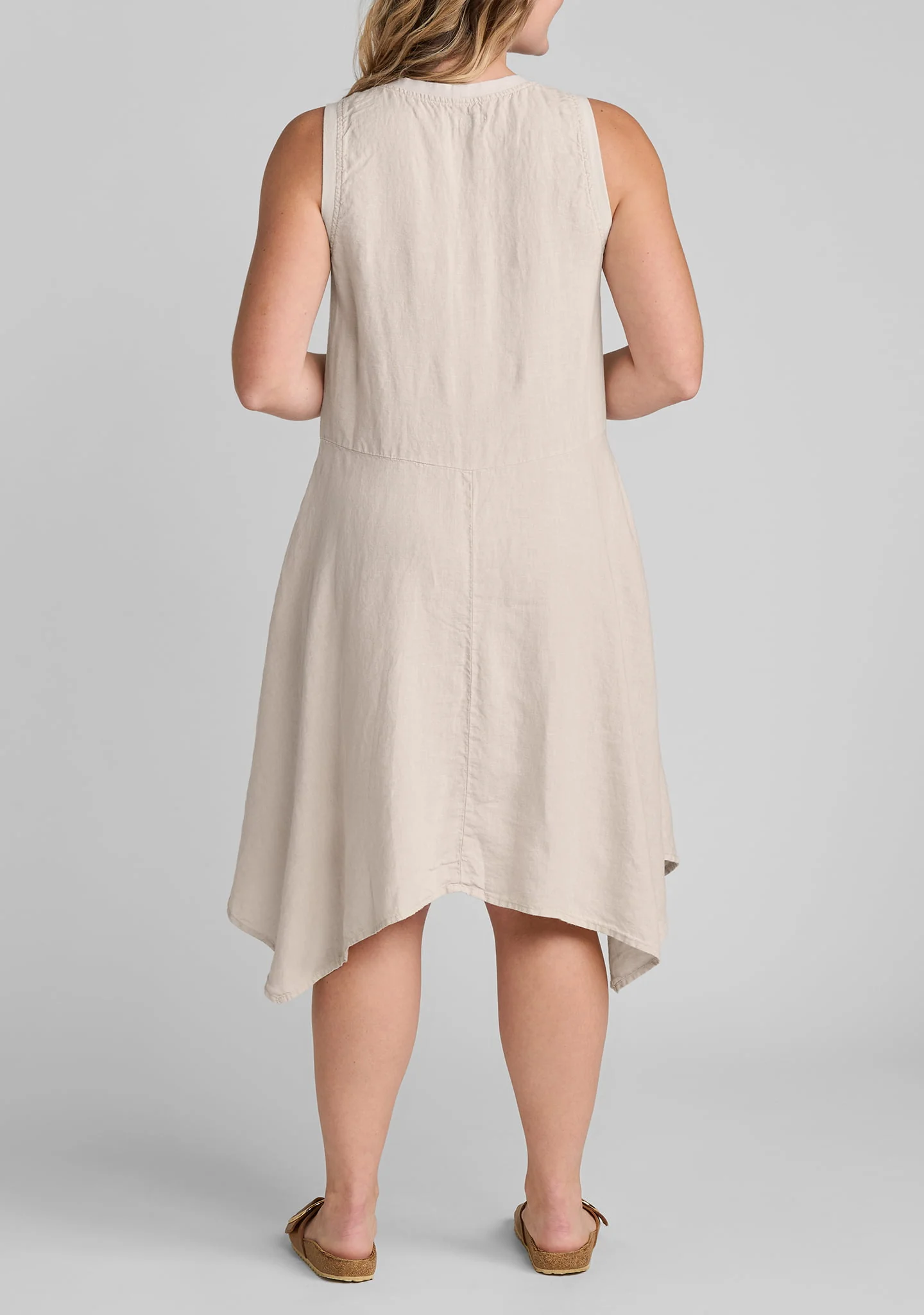 Edgy Dress - Sleeveless Linen Dress - Image 10