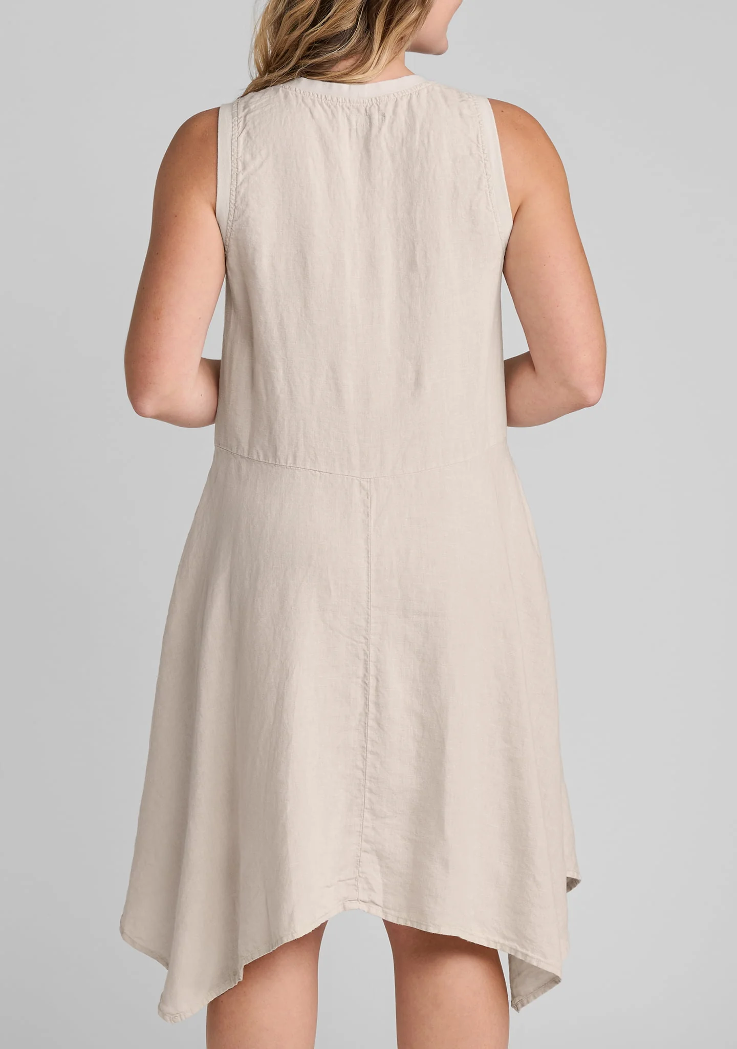 Edgy Dress - Sleeveless Linen Dress - Image 11