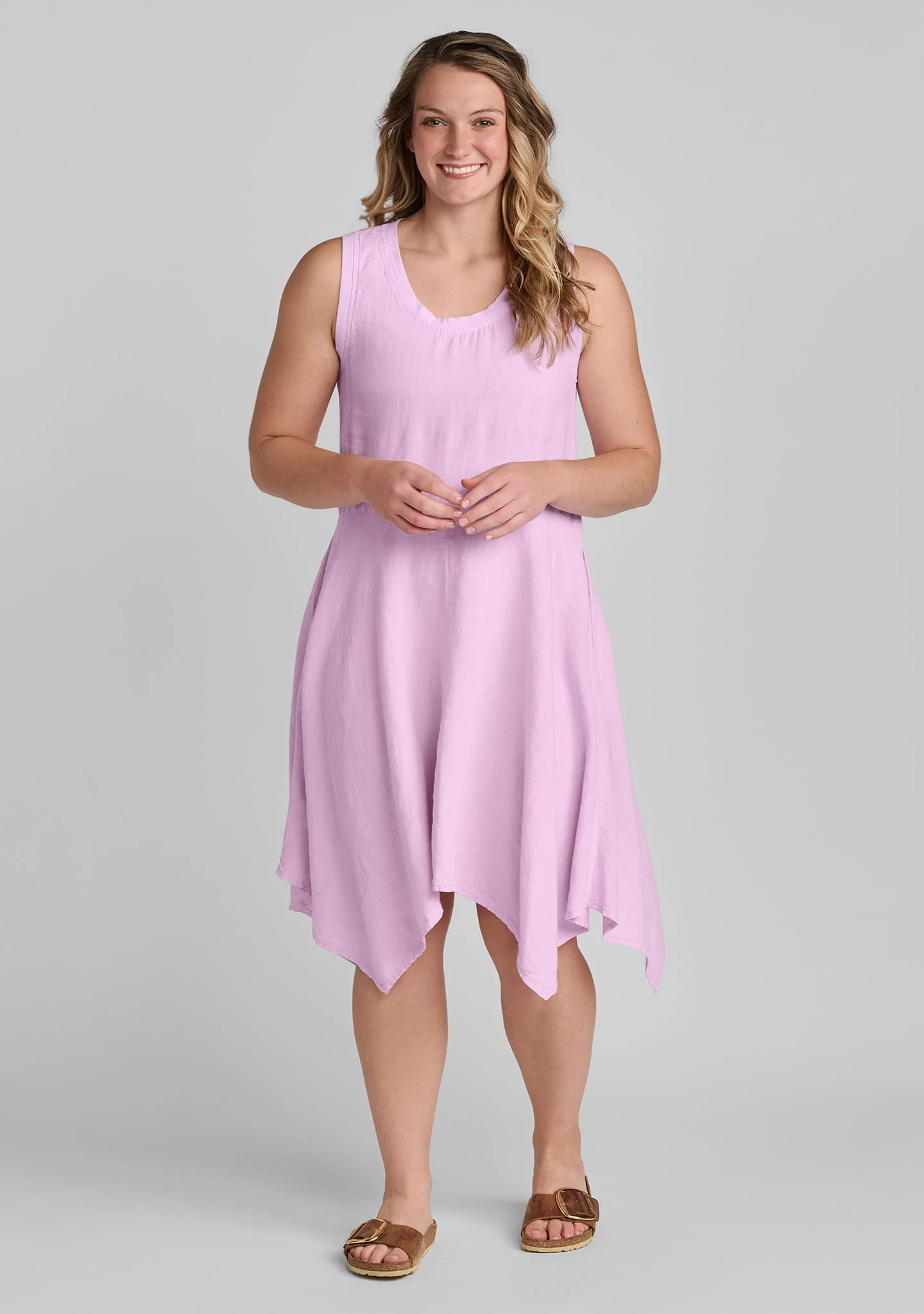 Edgy Dress - Sleeveless Linen Dress - Image 3