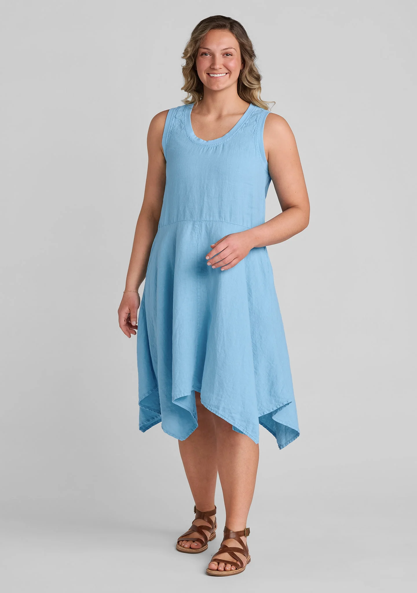 Edgy Dress - Sleeveless Linen Dress - Image 5