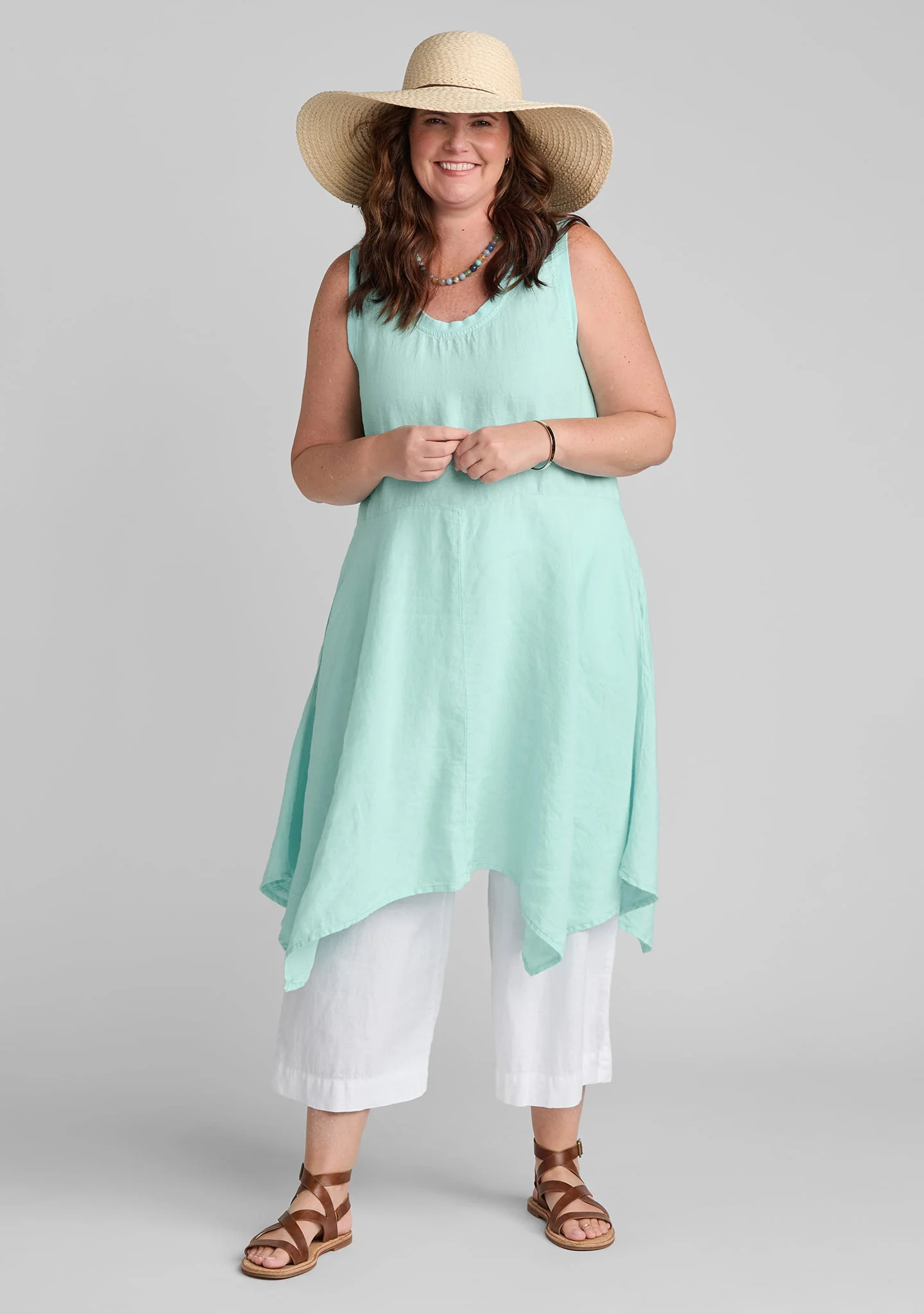 Edgy Dress - Sleeveless Linen Dress - Image 6