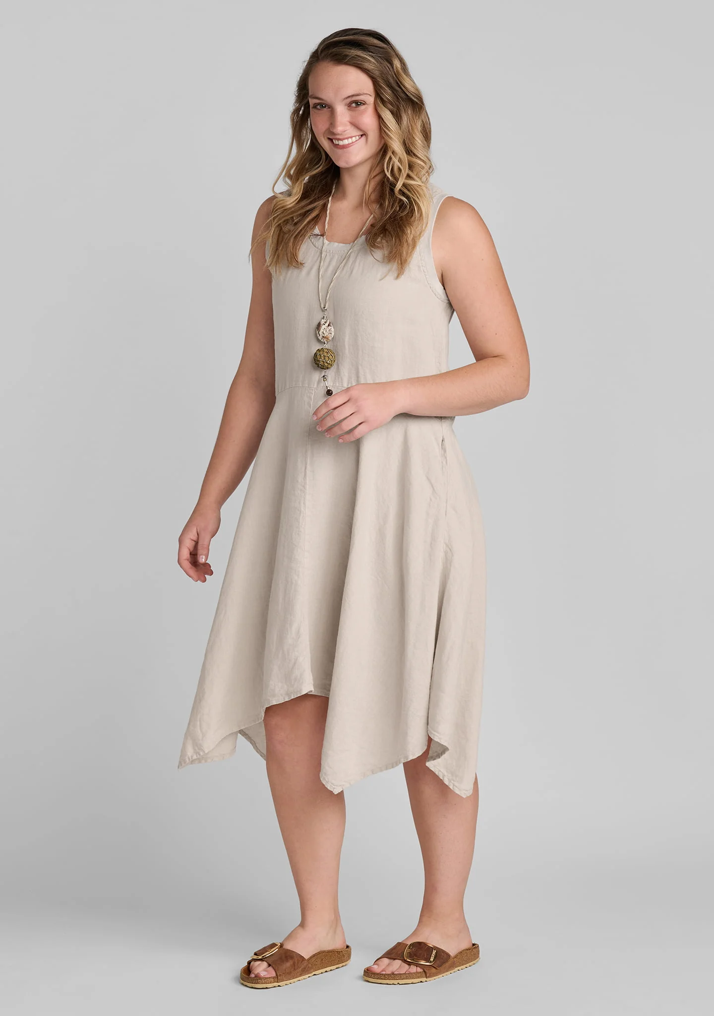 Edgy Dress - Sleeveless Linen Dress - Image 7