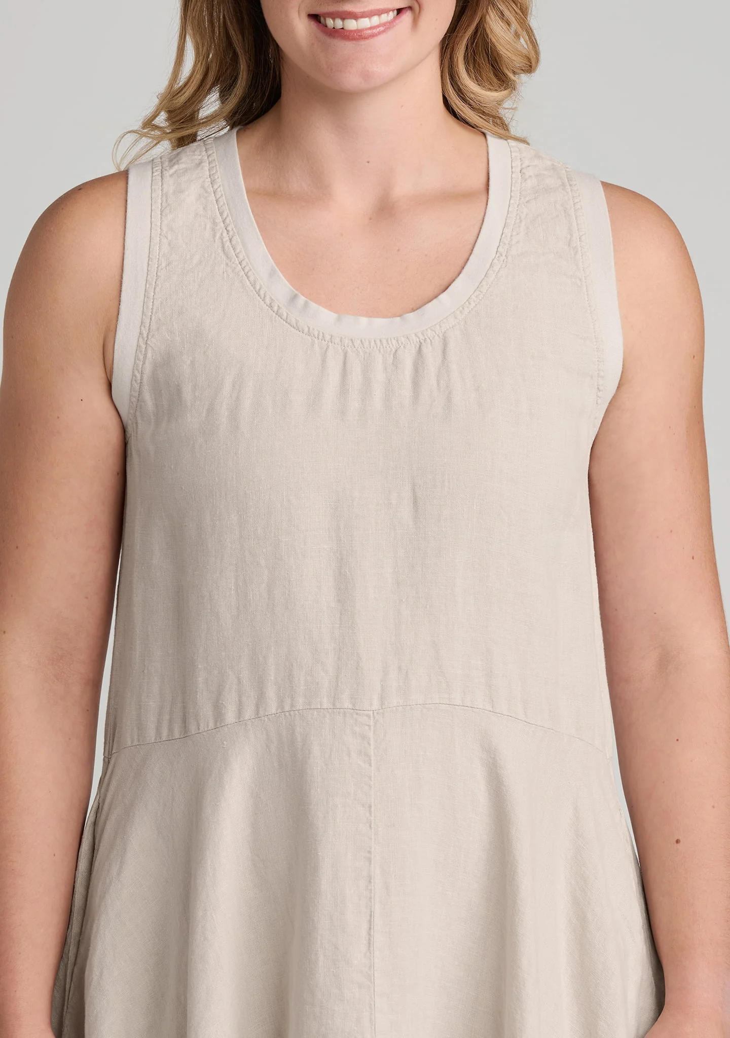 Edgy Dress - Sleeveless Linen Dress - Image 8
