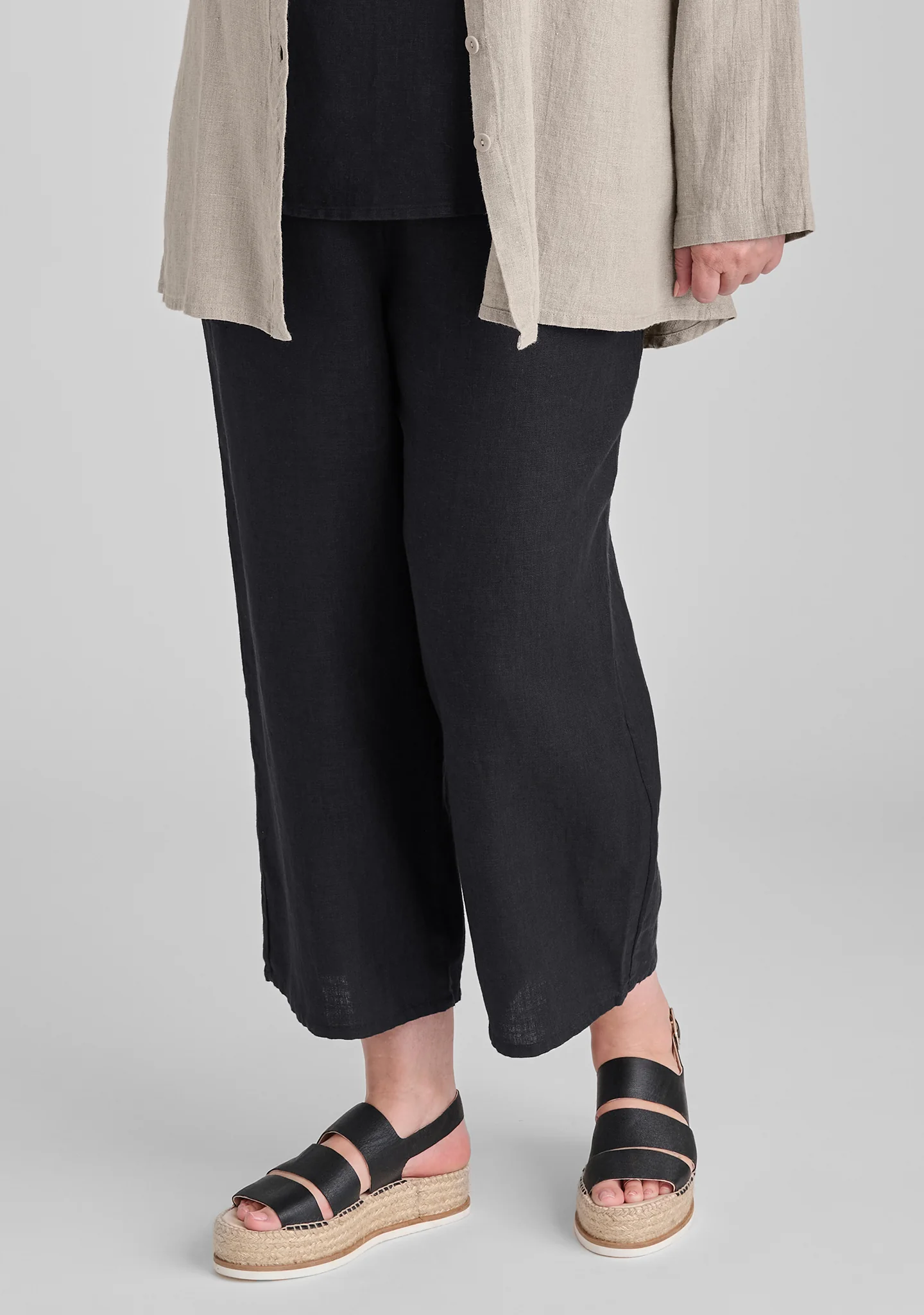 Floods - Linen Pants With Elastic Waist - Image 3
