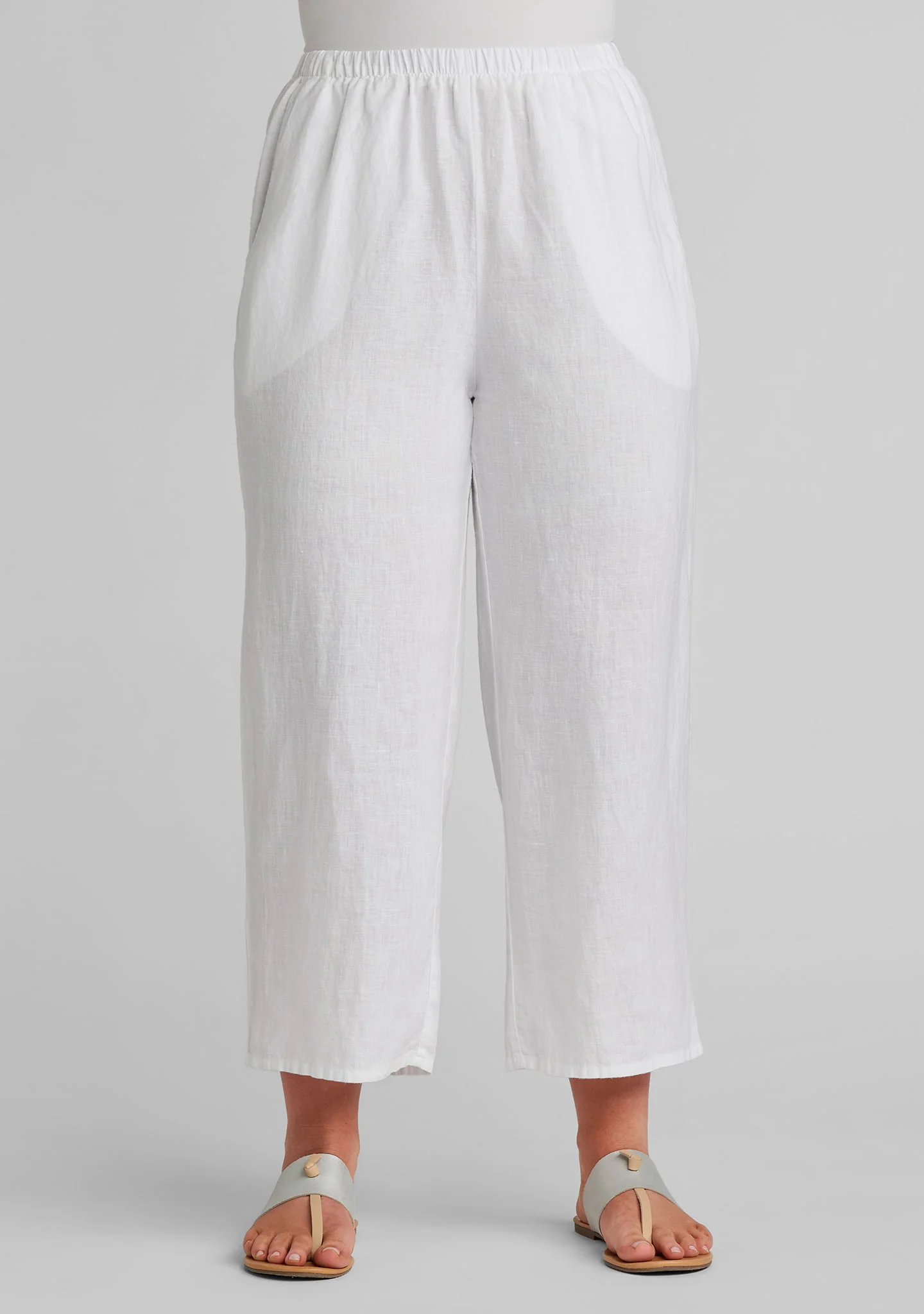 Floods - Linen Pants With Elastic Waist - Image 6