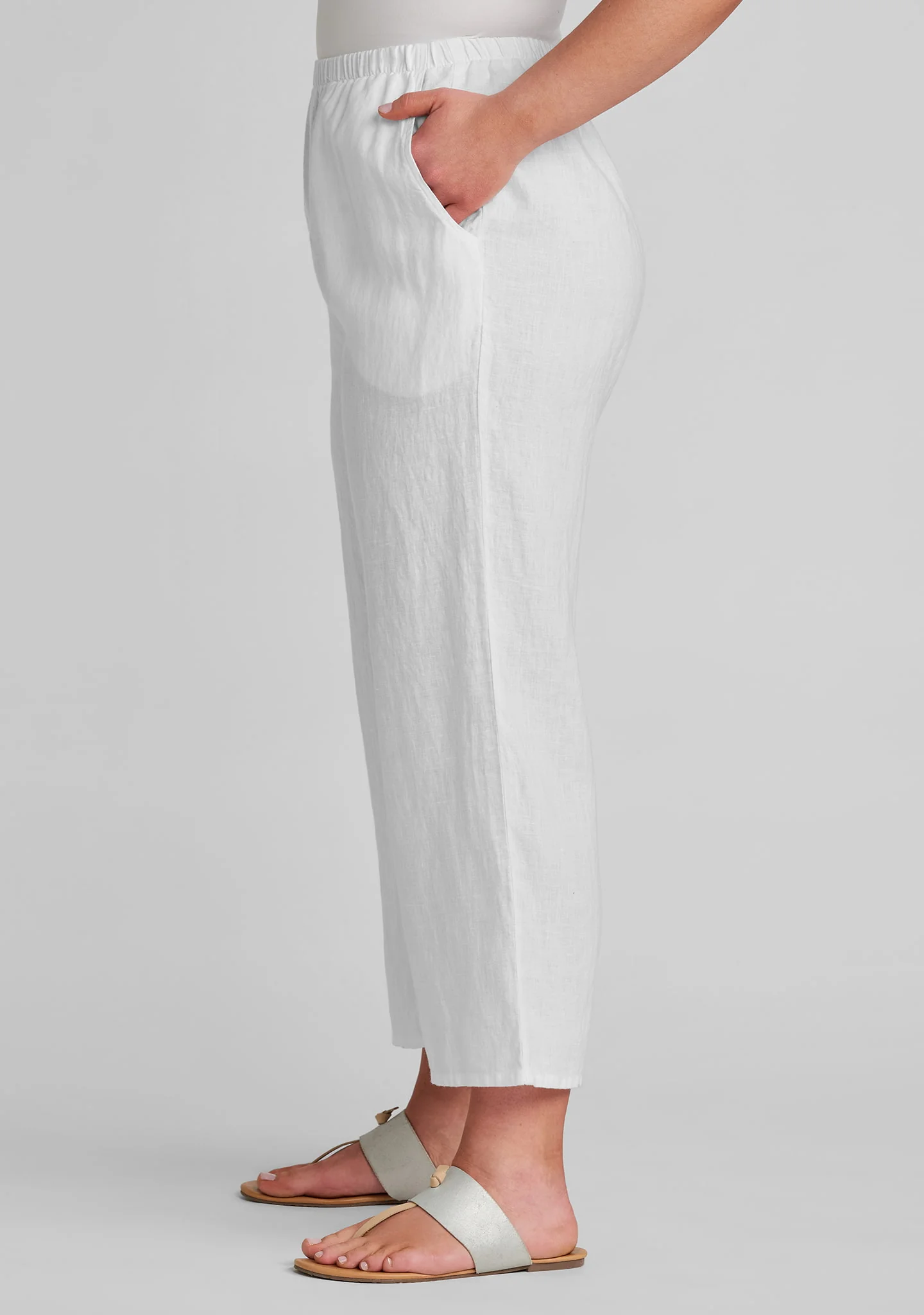 Floods - Linen Pants With Elastic Waist - Image 7