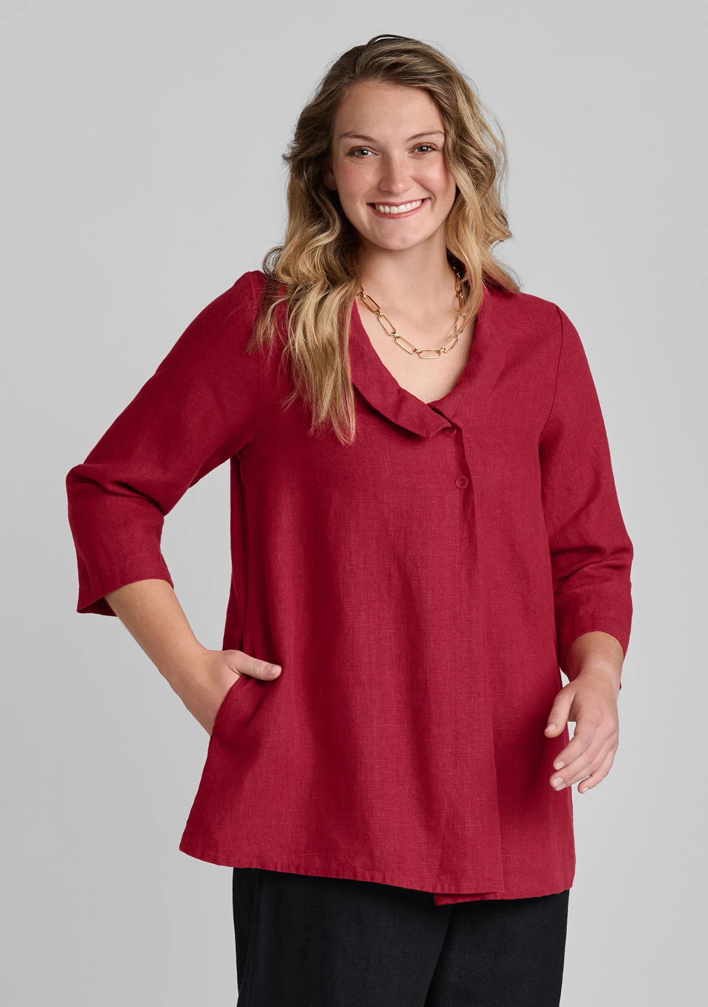 Folded Blouse - Linen Pullover - Image 4