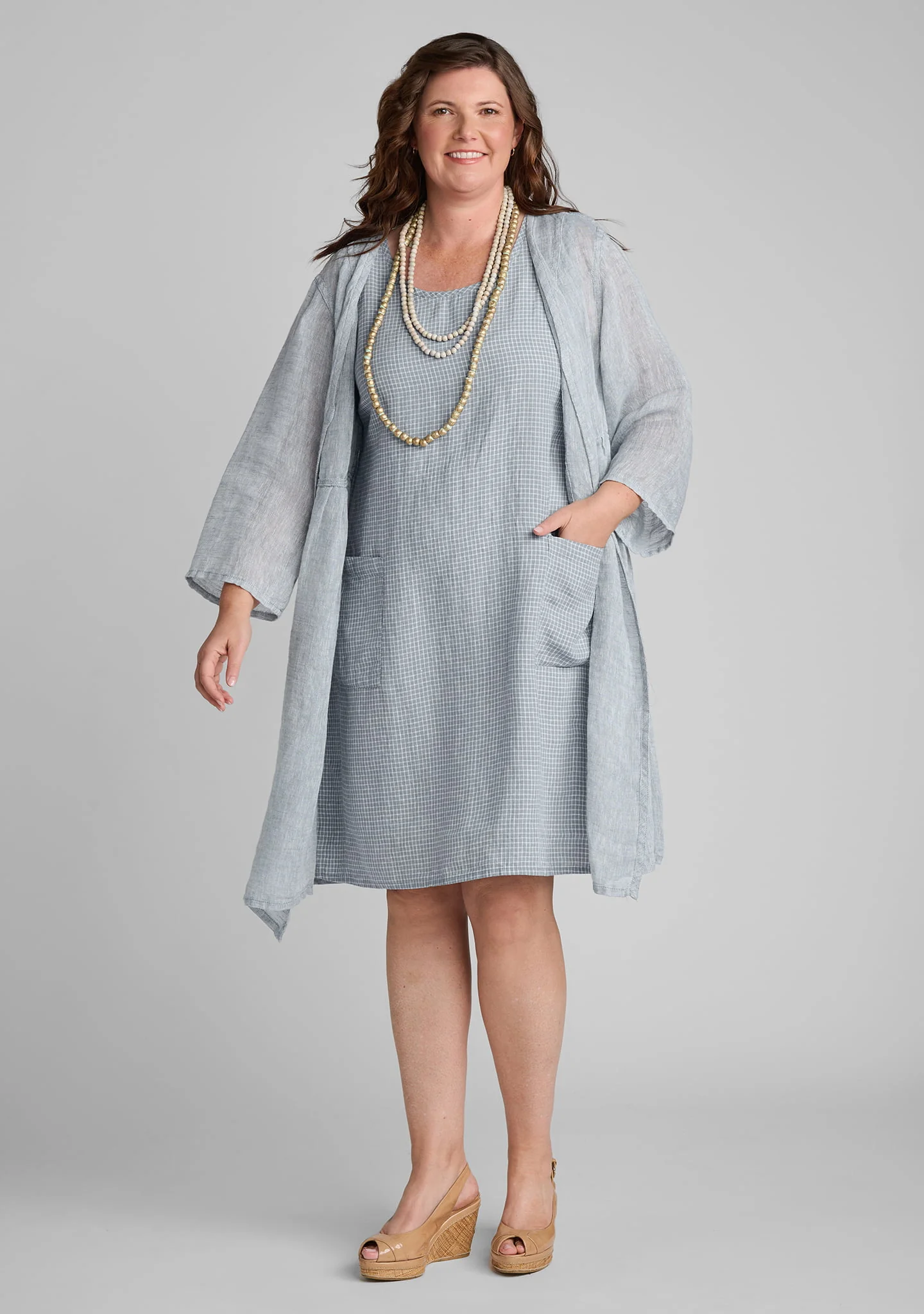 Gathered Back Dress - Linen Shift Dress - Image 3