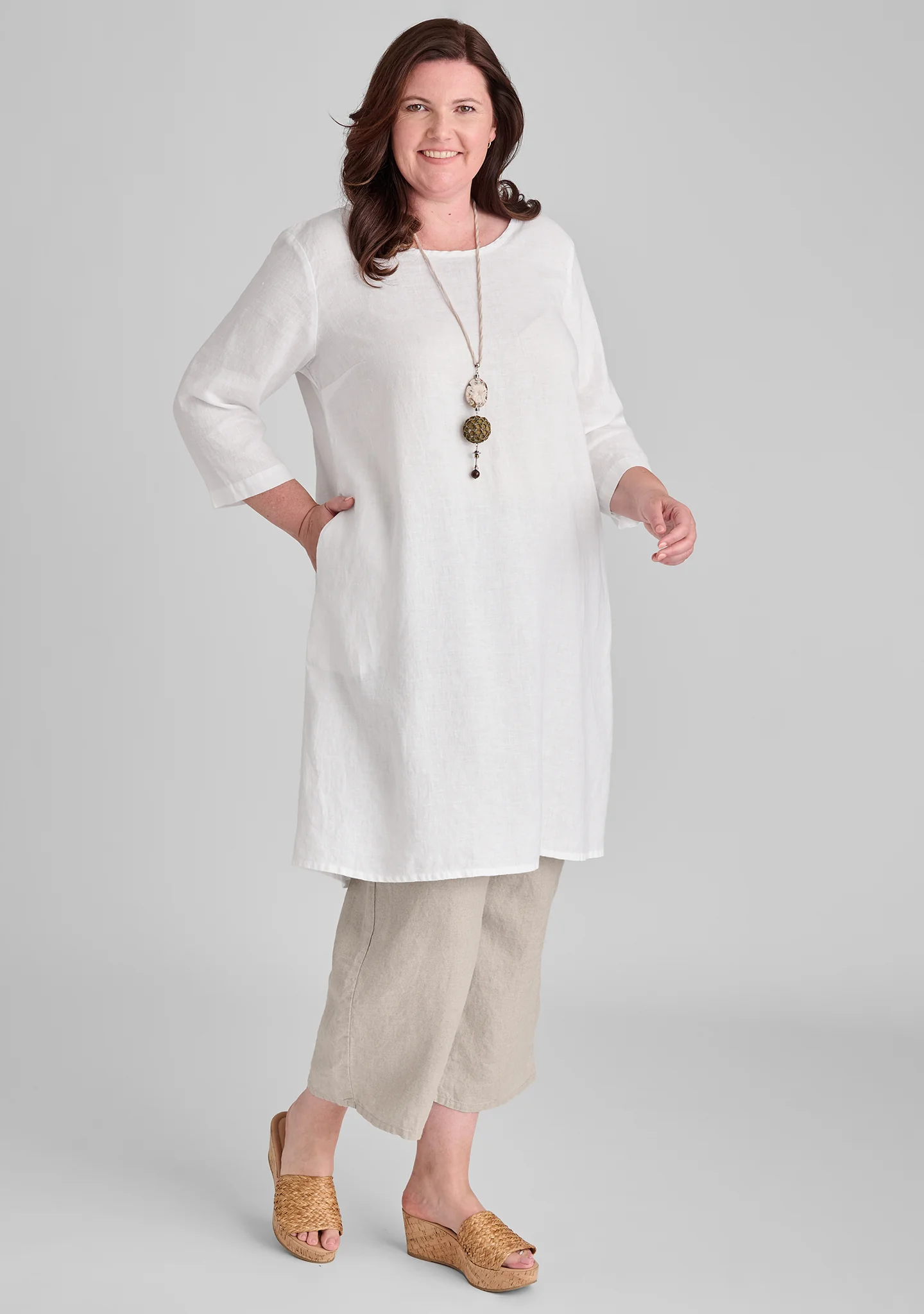 Happy Gathers Dress - Linen Shift Dress - FINAL SALE - Image 5