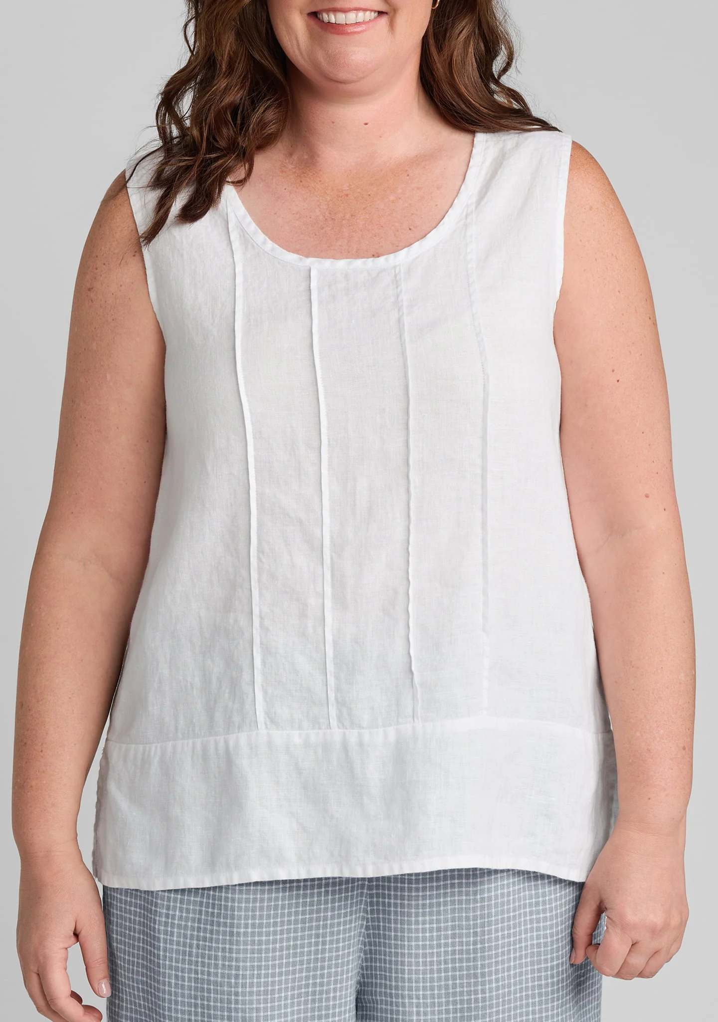 Pintuck Tank - Linen Tank Top - Image 3