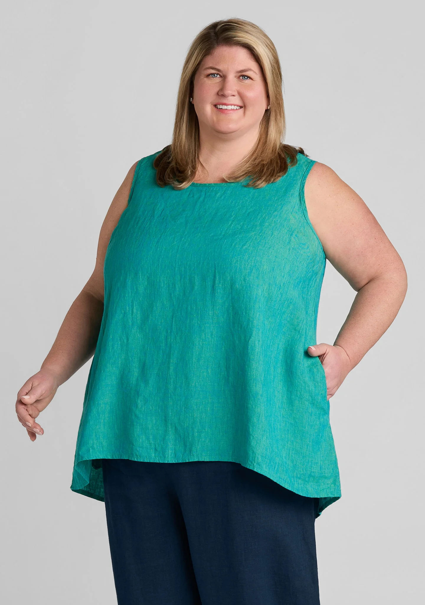 Pleat Back Tunic - Linen Tank Top - Image 3