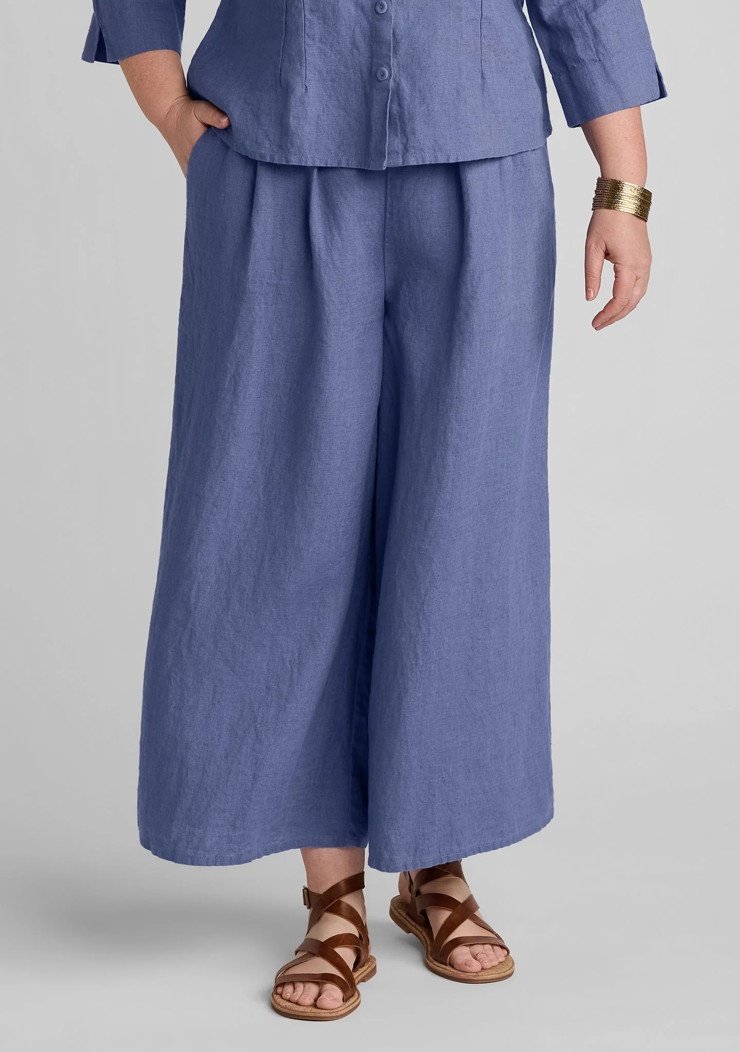 Pleat Pant - Wide Leg Linen Pant - Image 4