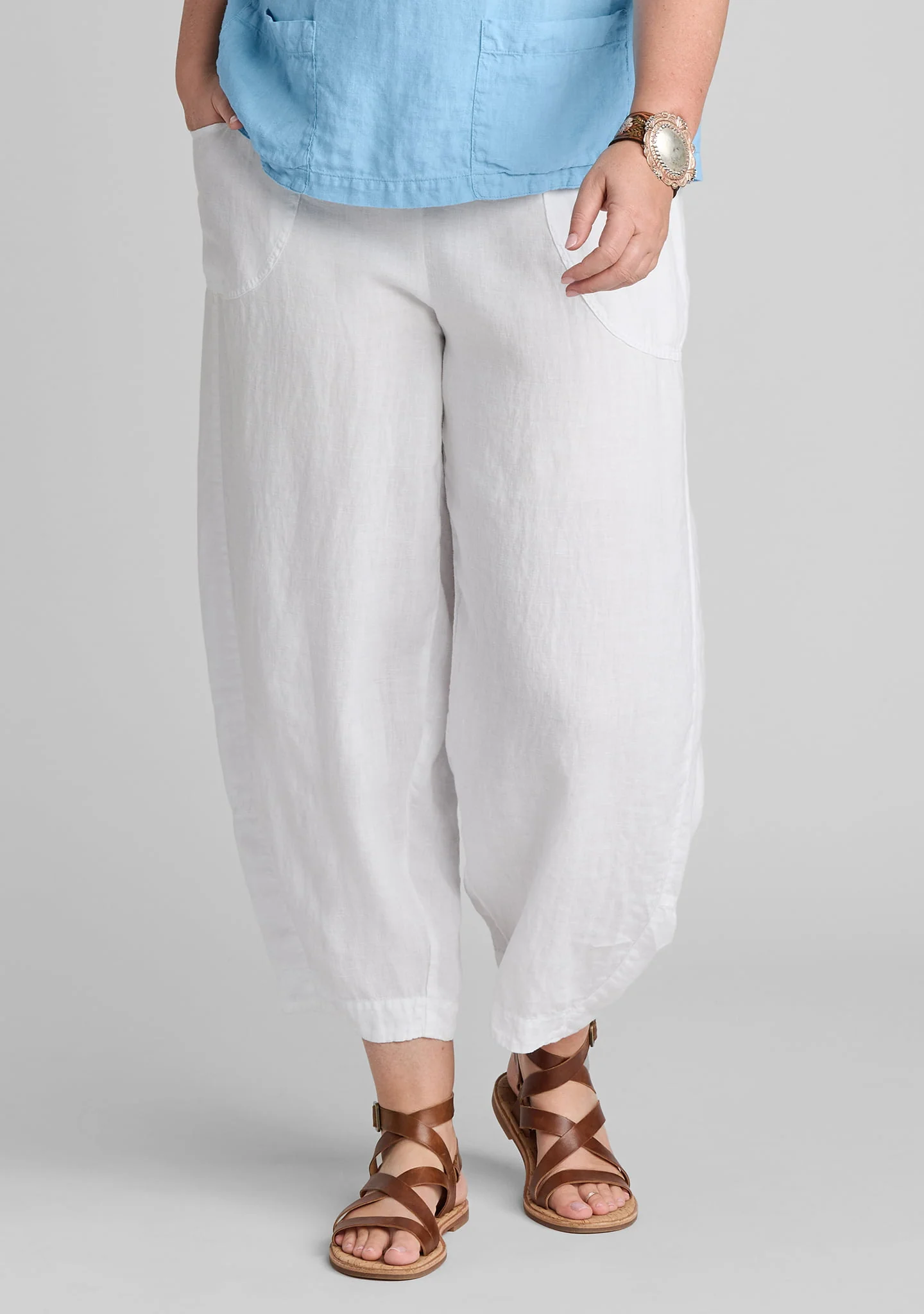 Seamly Pant - Barrel Leg Linen Pant - Image 4