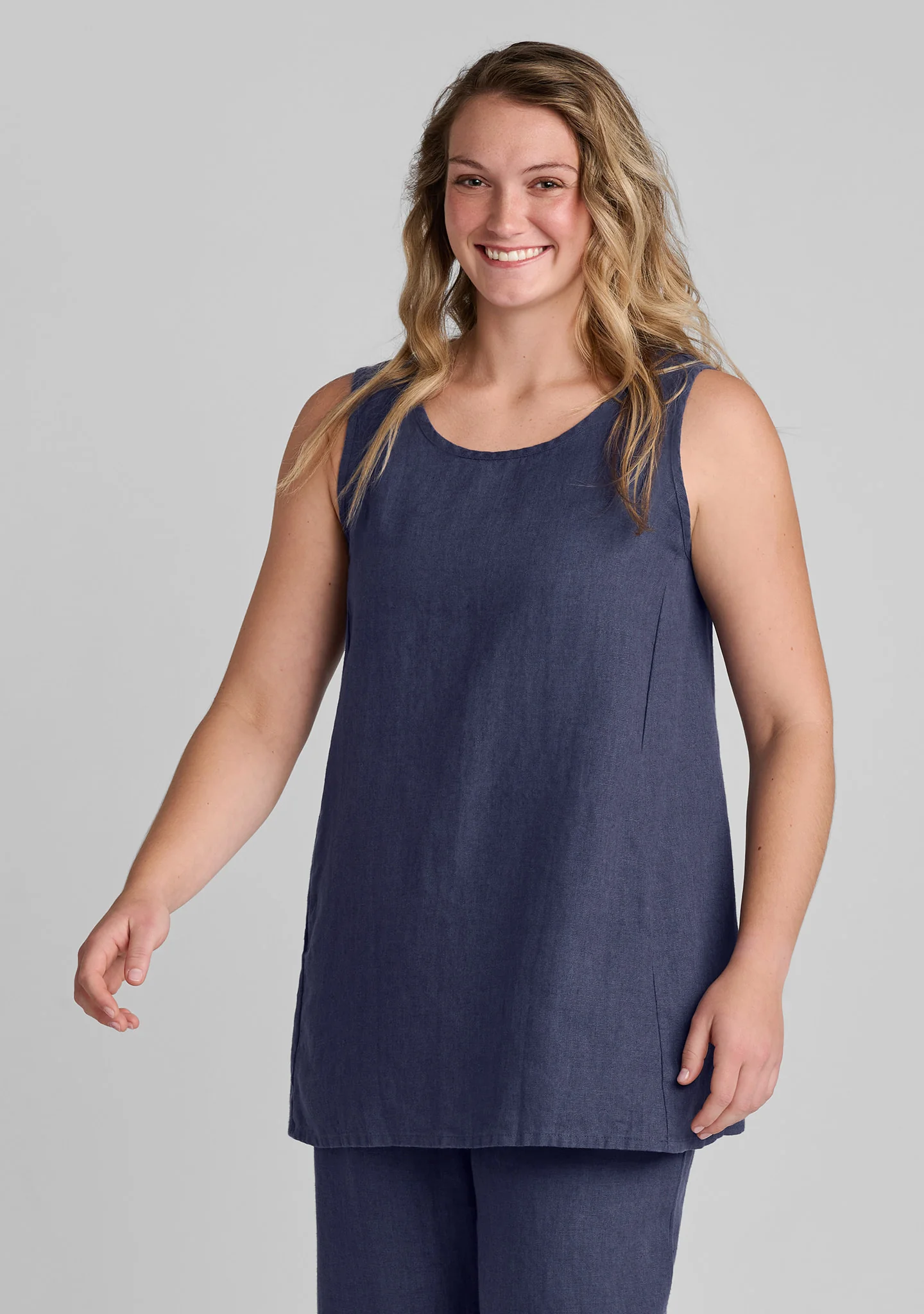 Side Pocket Tunic - Linen Tank Top - Image 3