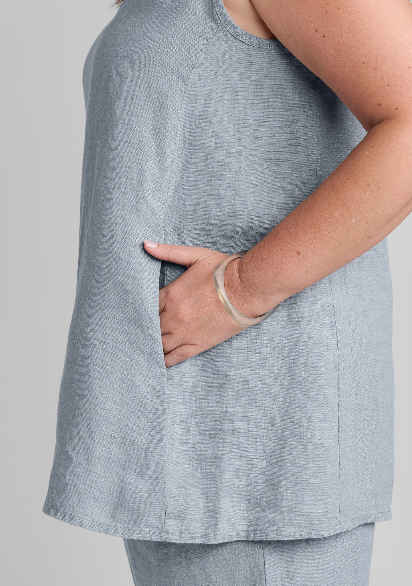 Side Pocket Tunic - Linen Tank Top - Image 5