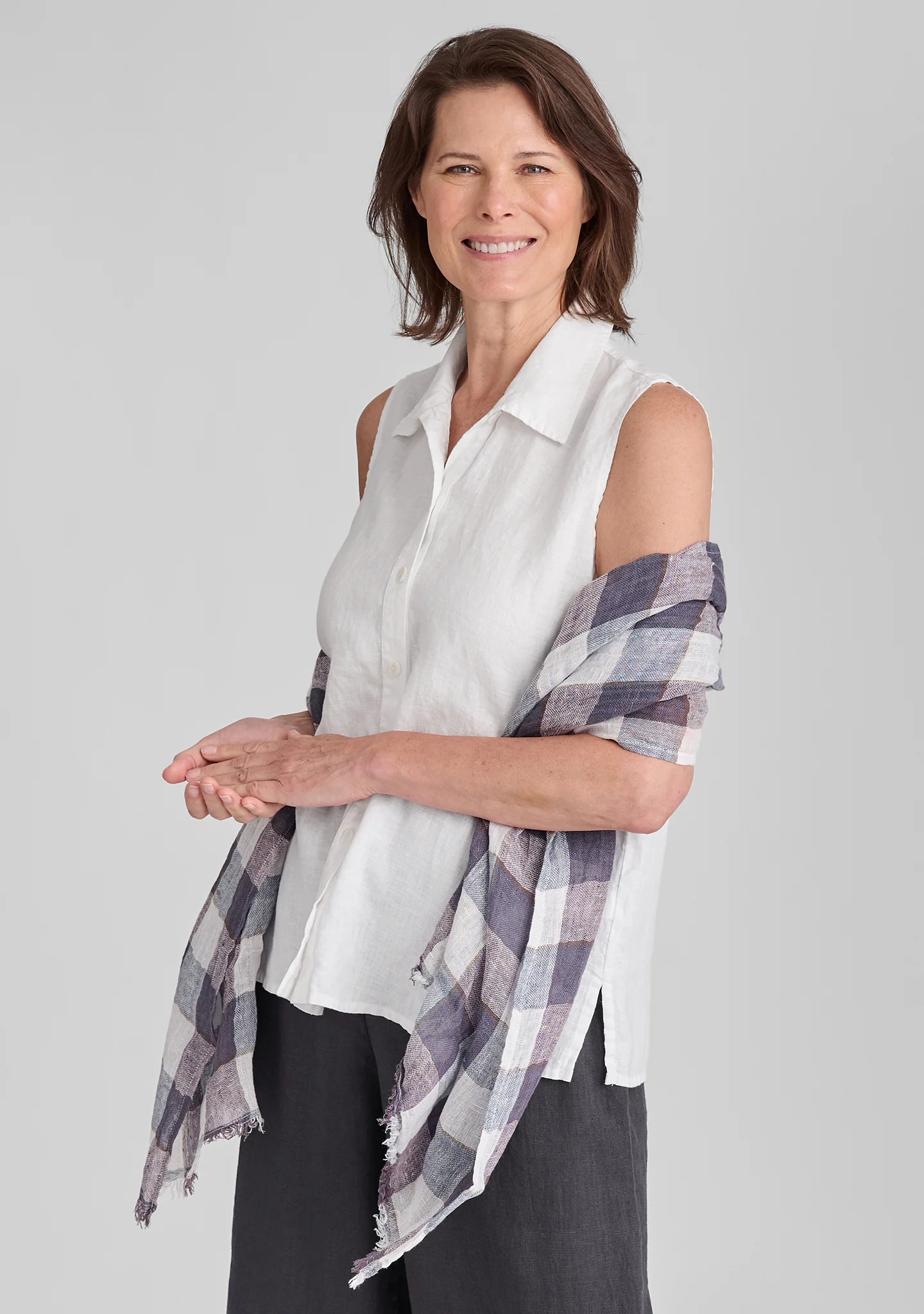 Sleeveless Shirt - Sleeveless Linen Blouse - FINAL SALE