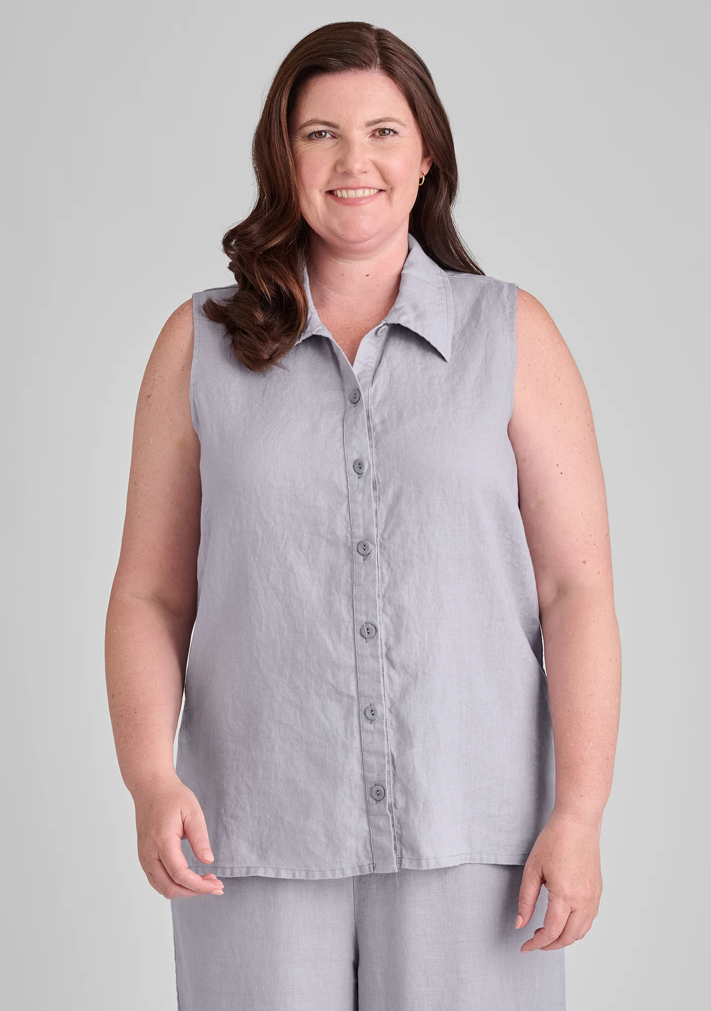 Sleeveless Shirt - Sleeveless Linen Blouse - FINAL SALE - Image 4