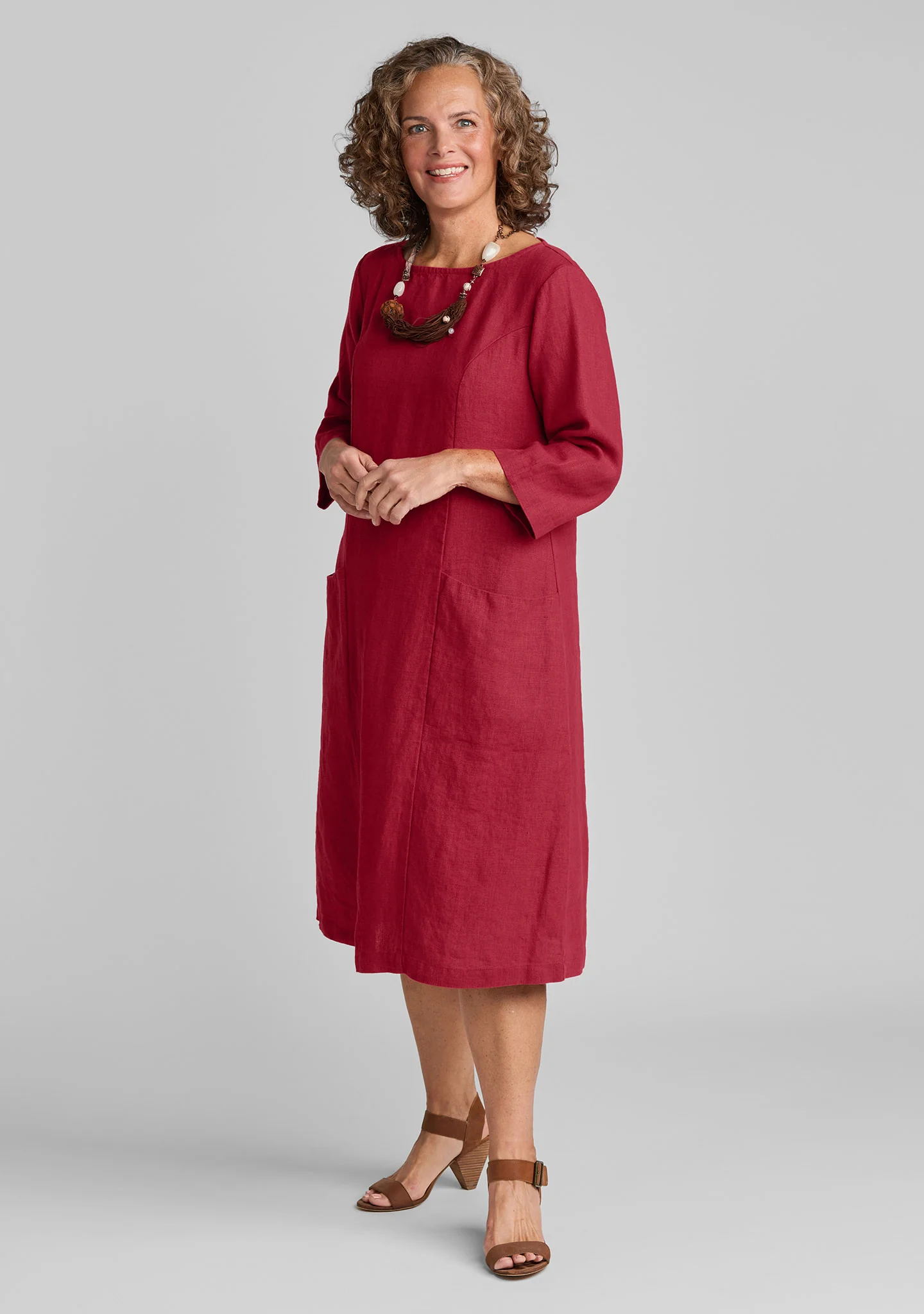Slouch Pocket Dress - Linen Shift Dress - Image 4