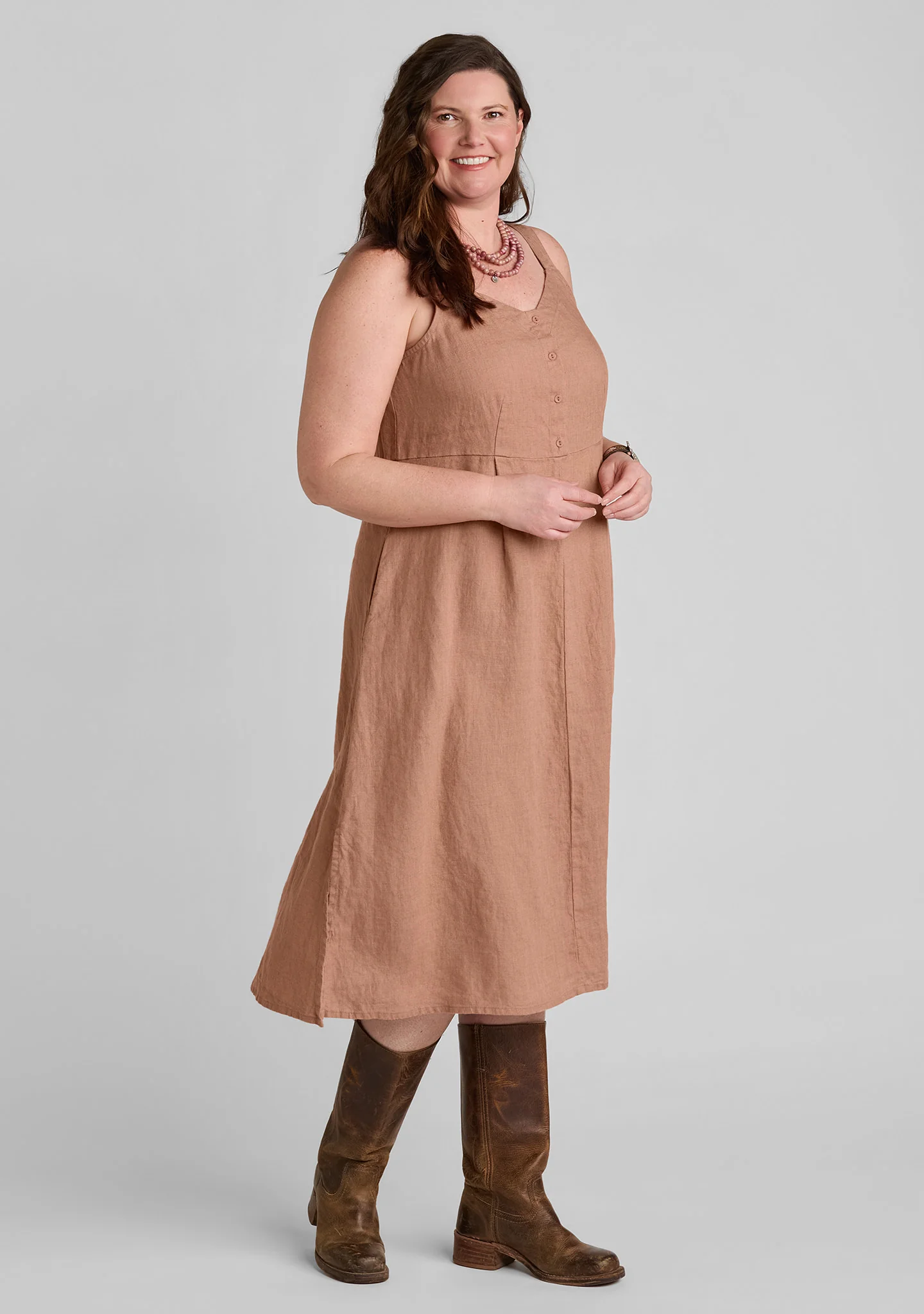 Sundress - Sleeveless Linen Dress - Image 3