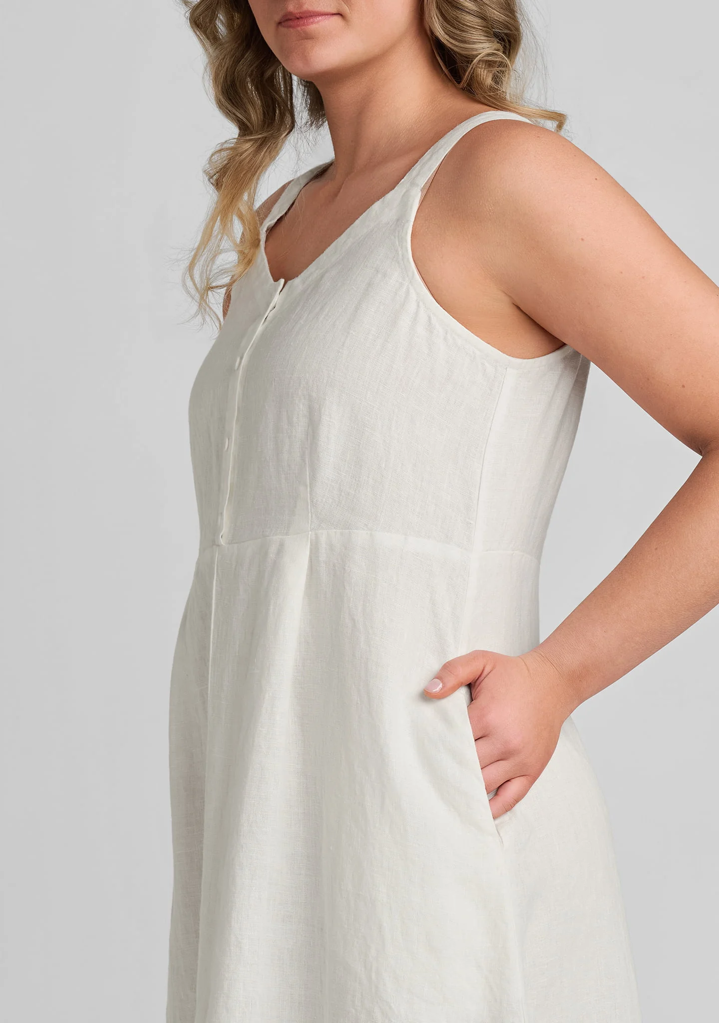 Sundress - Sleeveless Linen Dress - Image 7