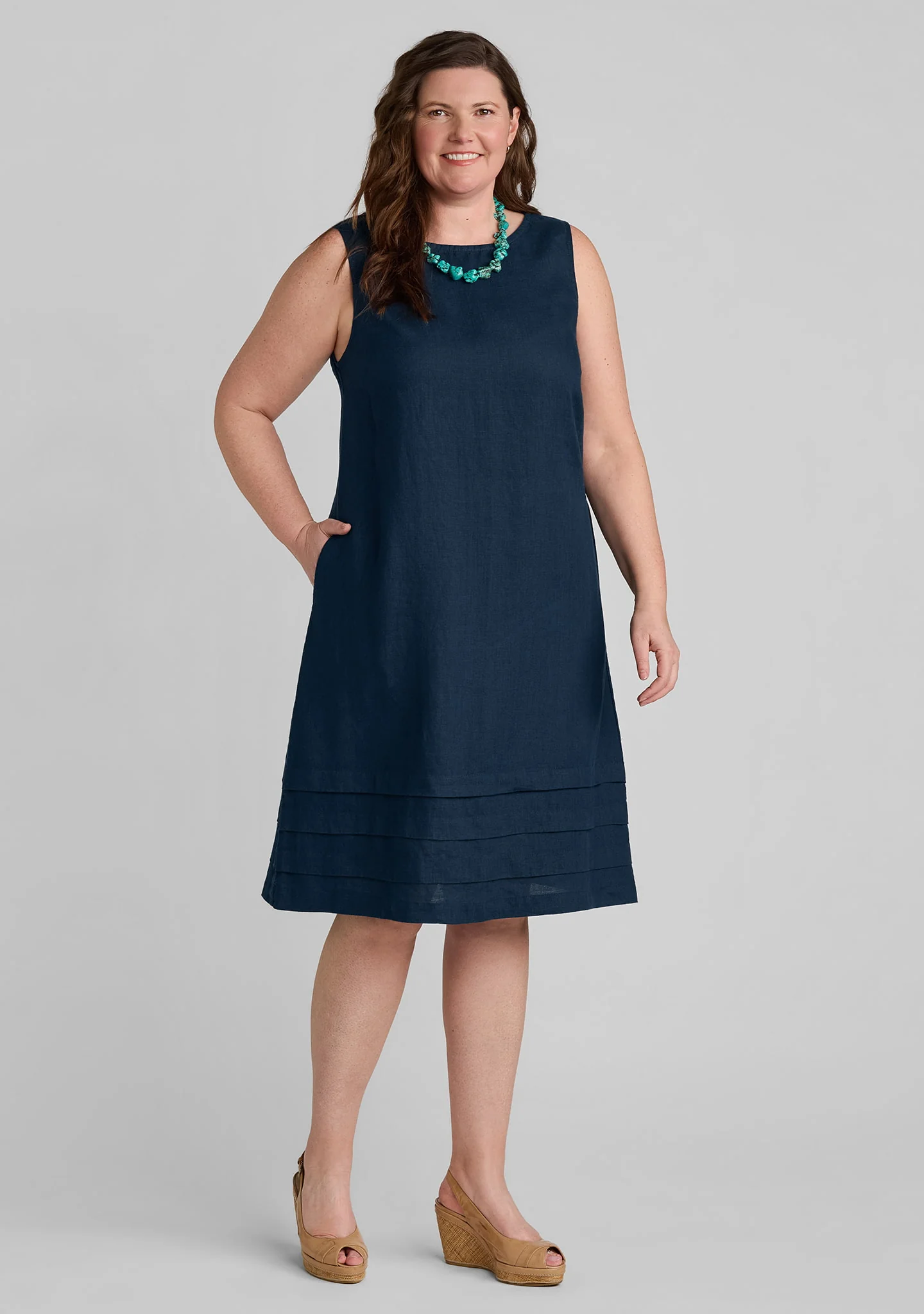 Tuck Dress - Linen Shift Dress - Image 3