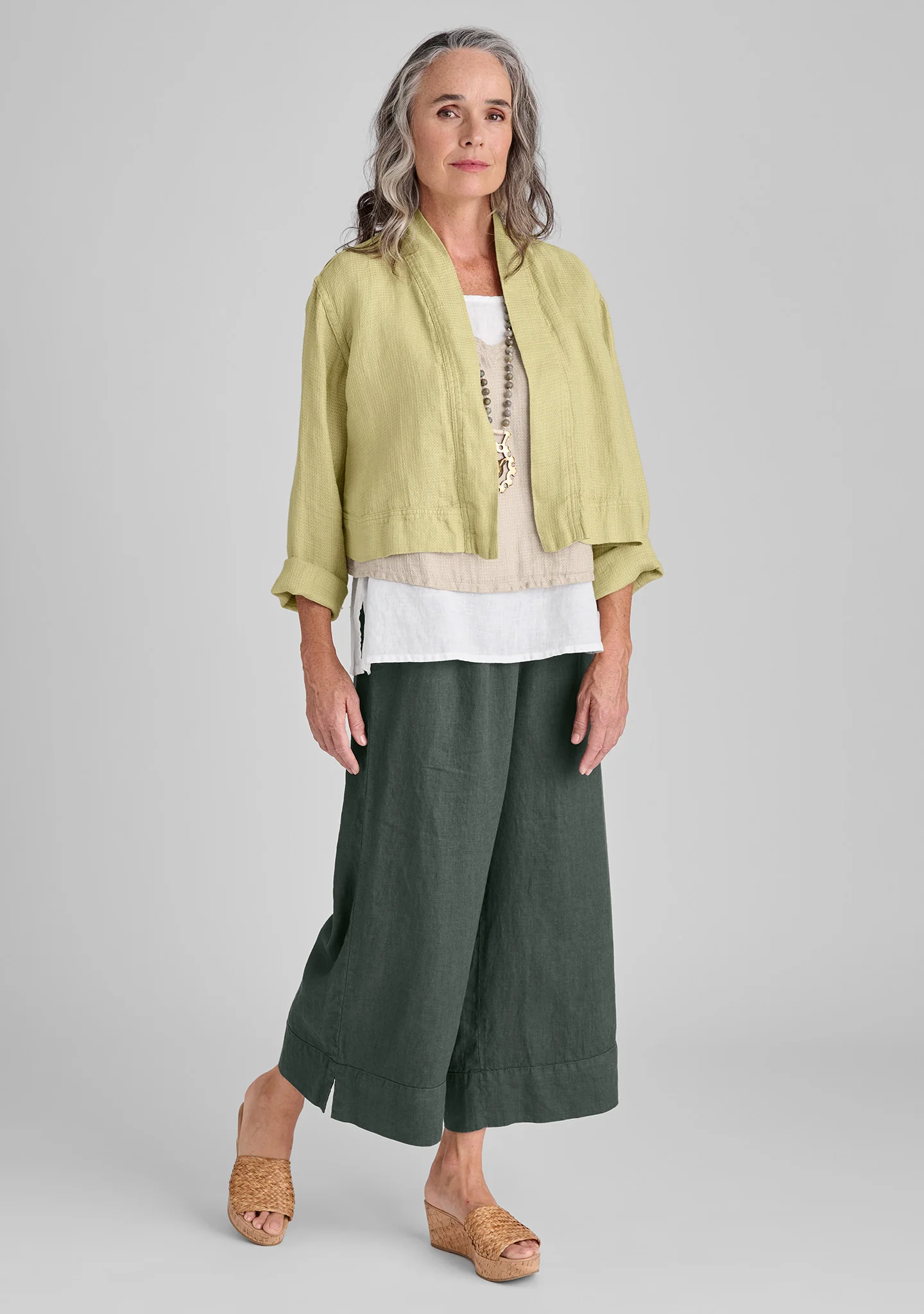 Vented Cuff Pant - Linen Pants With Elastic Waist - FINAL SALE - Image 4
