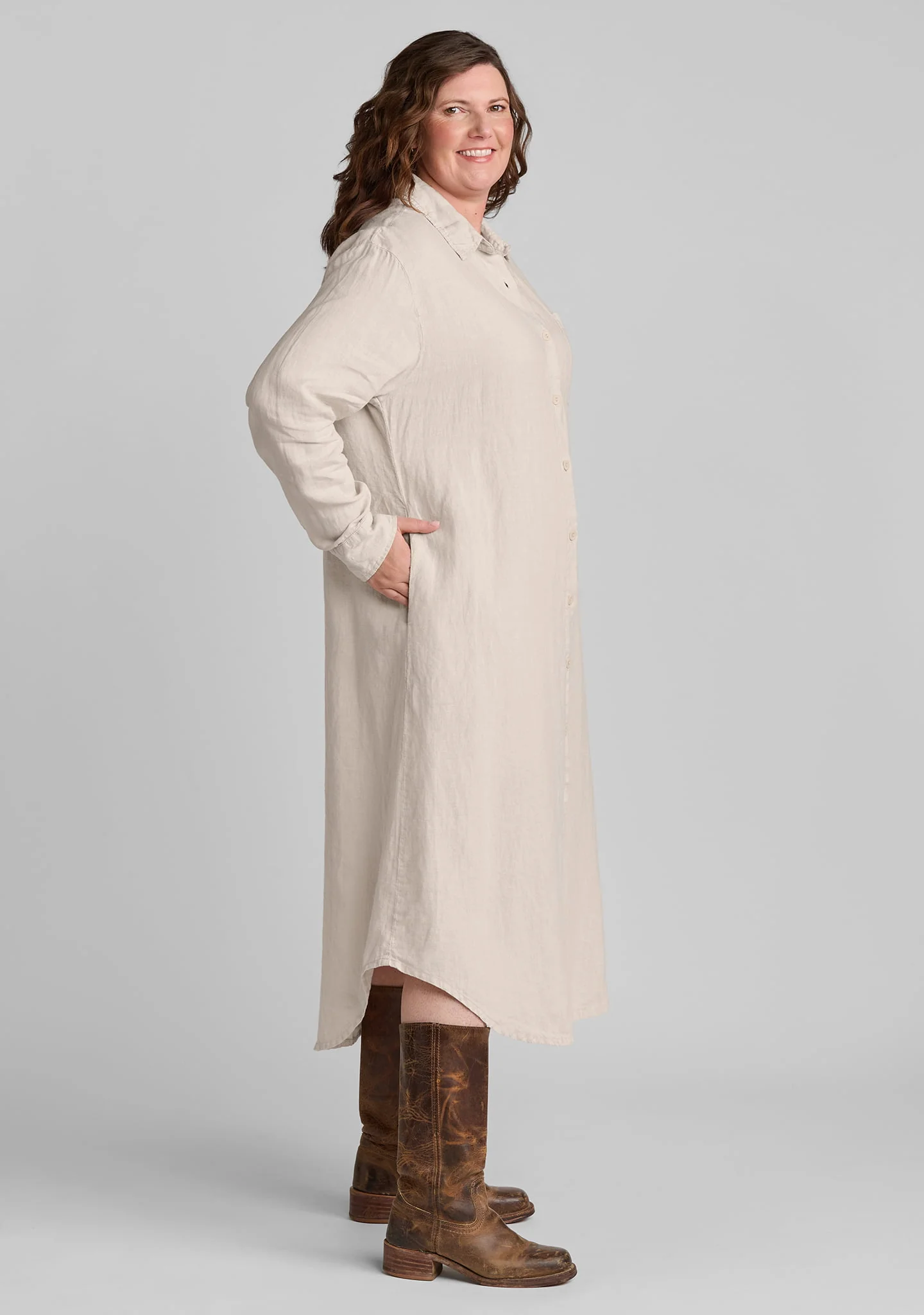 Weekender Dress - Linen Button Down Dress - Image 11
