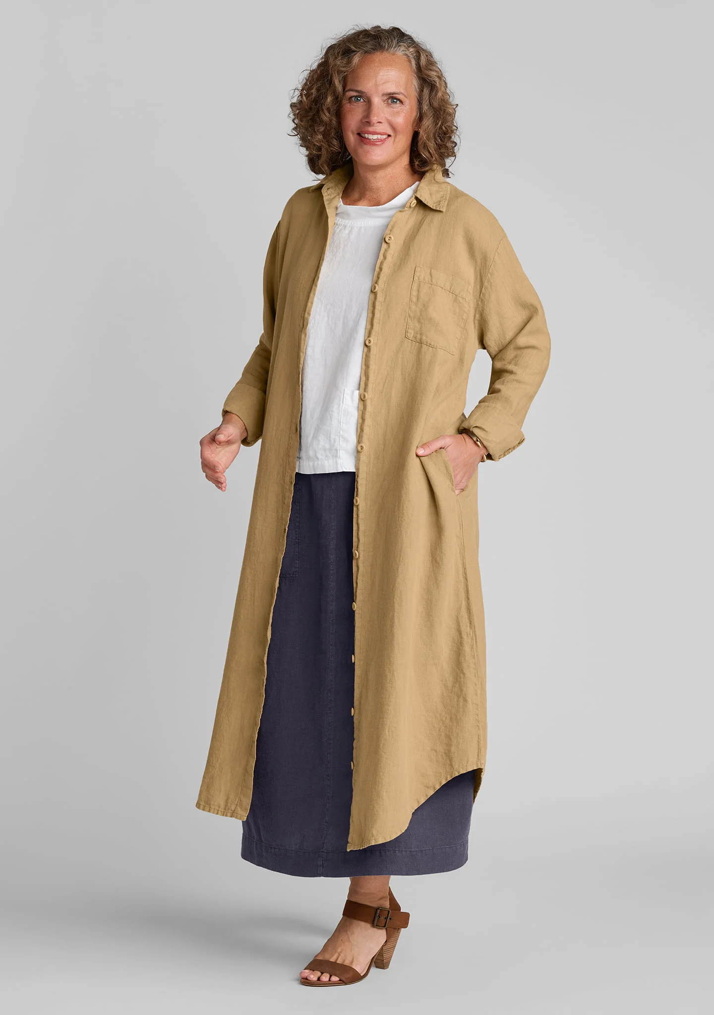 Weekender Dress - Linen Button Down Dress - Image 3