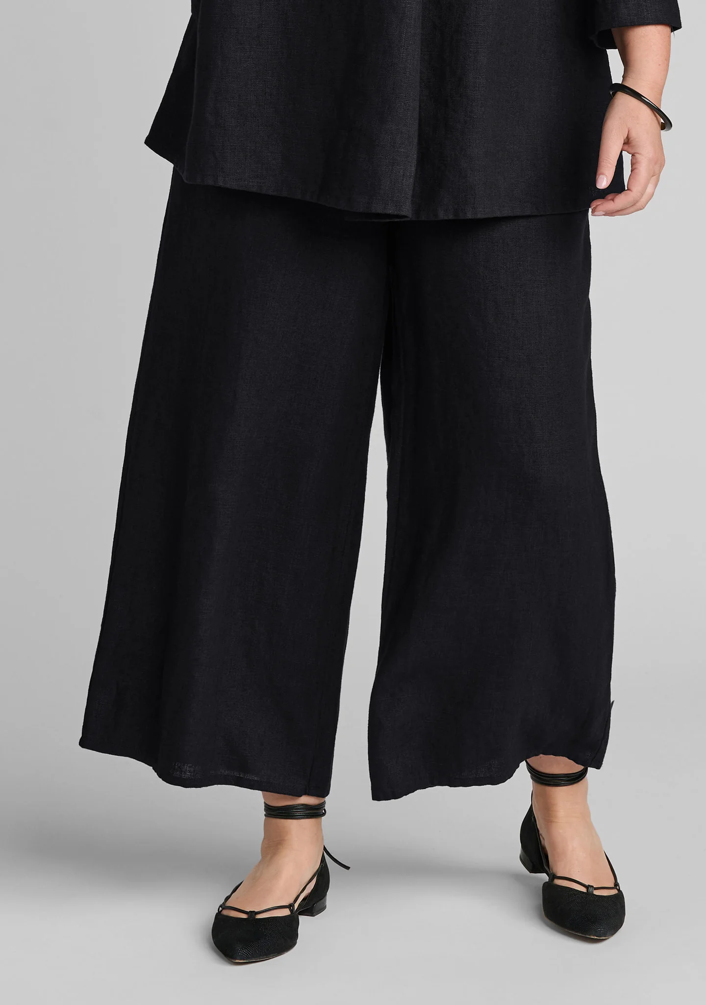 Wide Leg Flood - Linen Pants With Elastic Waist - Image 3