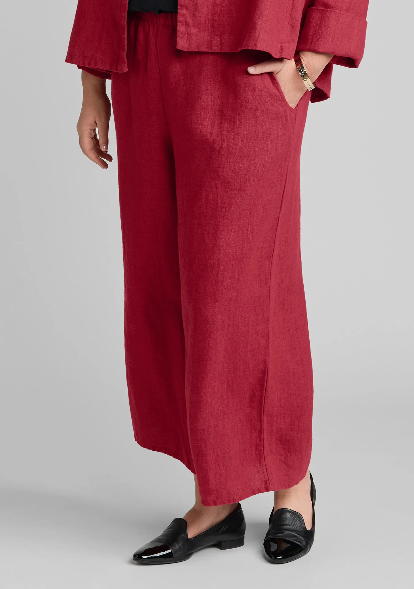 Wide Leg Flood - Linen Pants With Elastic Waist - Image 4