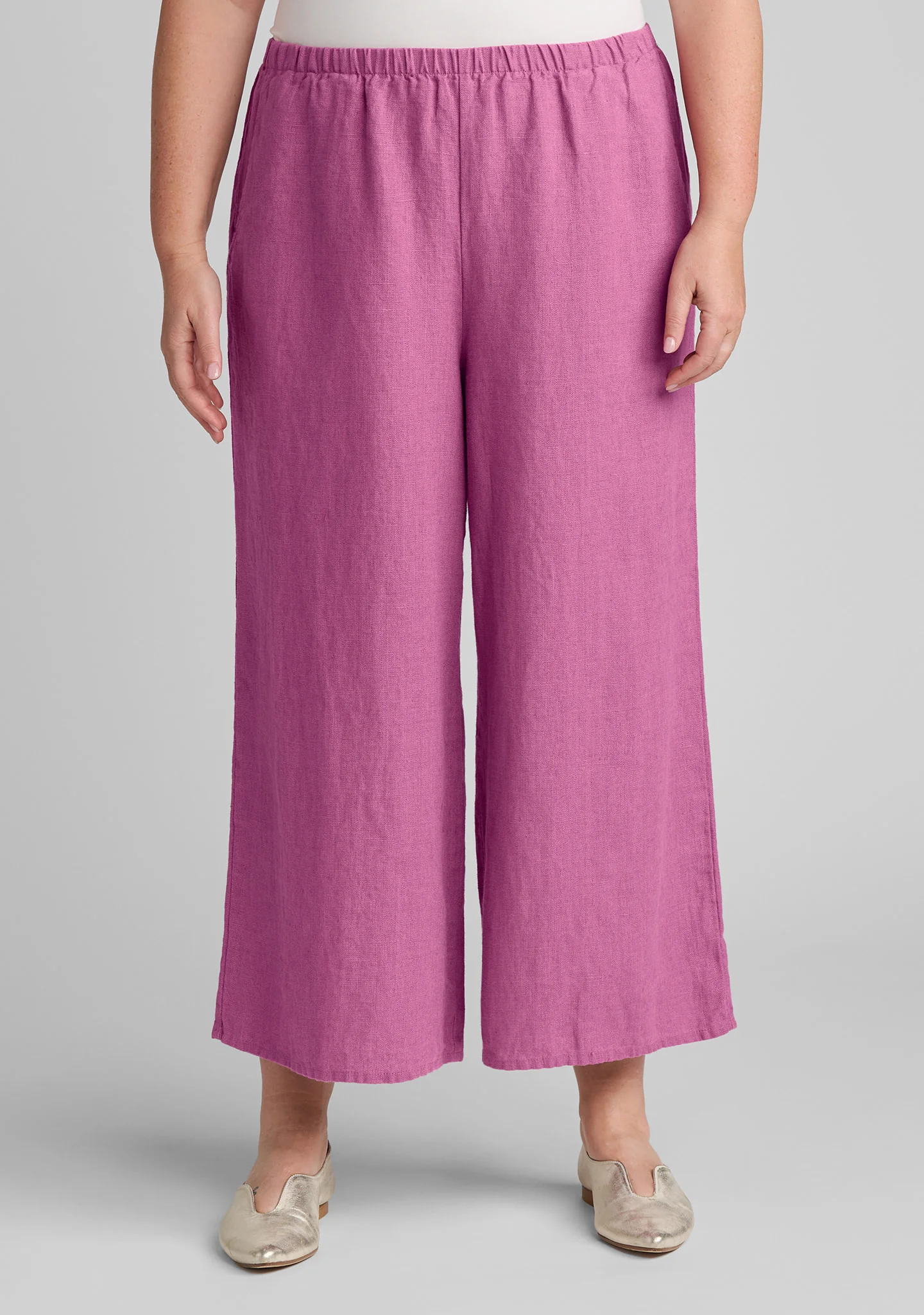 Wide Leg Flood - Linen Pants With Elastic Waist - Image 5