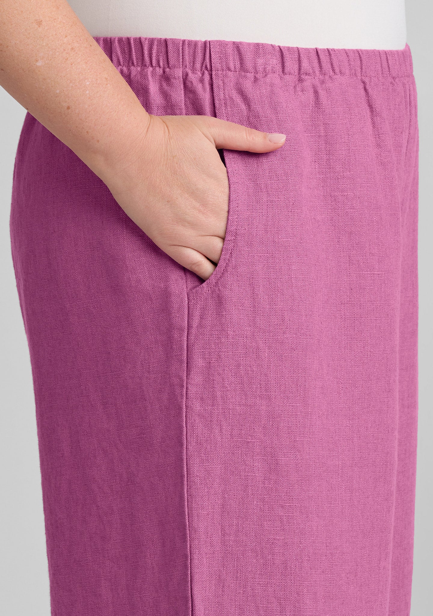 Wide Leg Flood - Linen Pants With Elastic Waist - Image 6