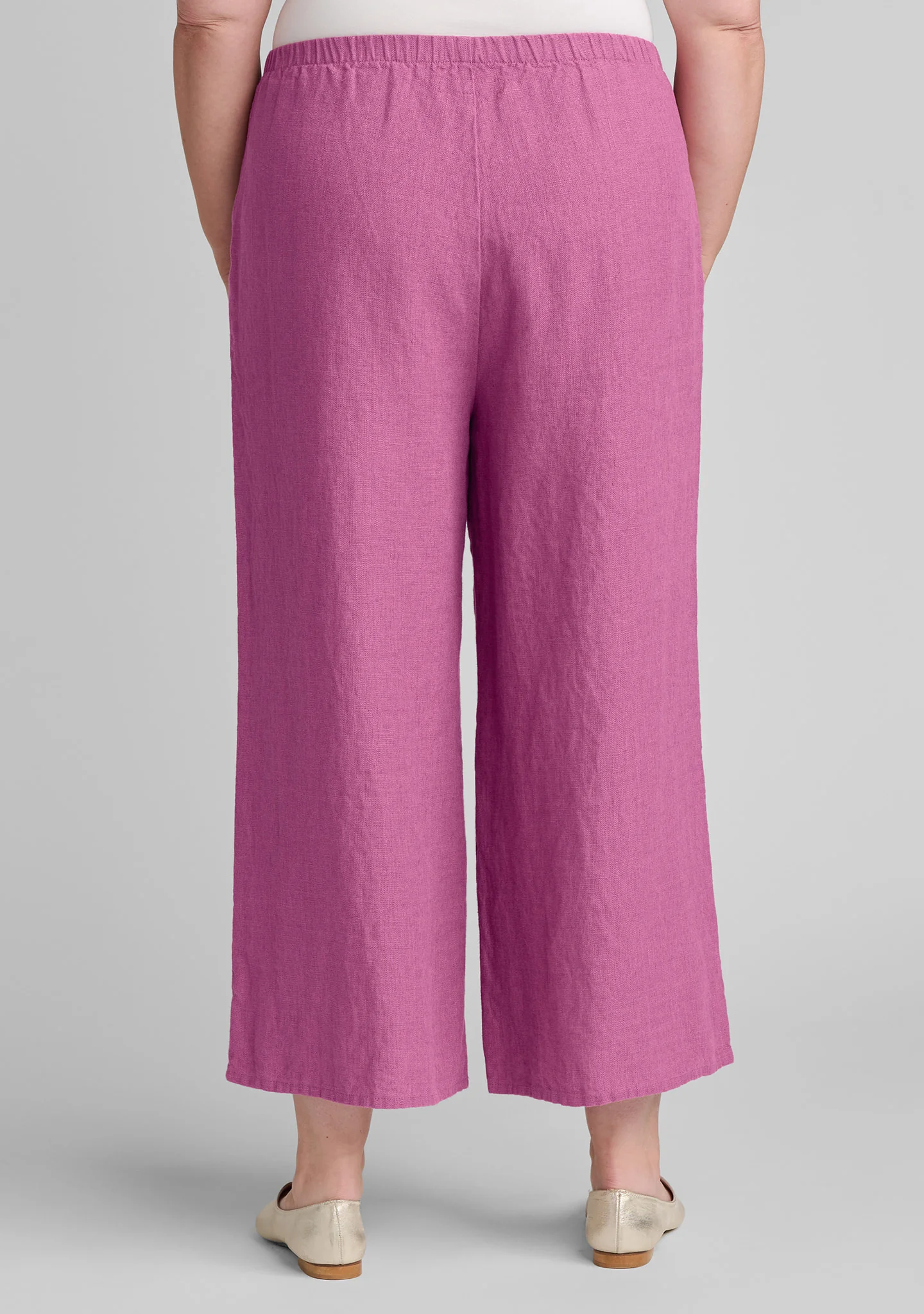 Wide Leg Flood - Linen Pants With Elastic Waist - Image 7